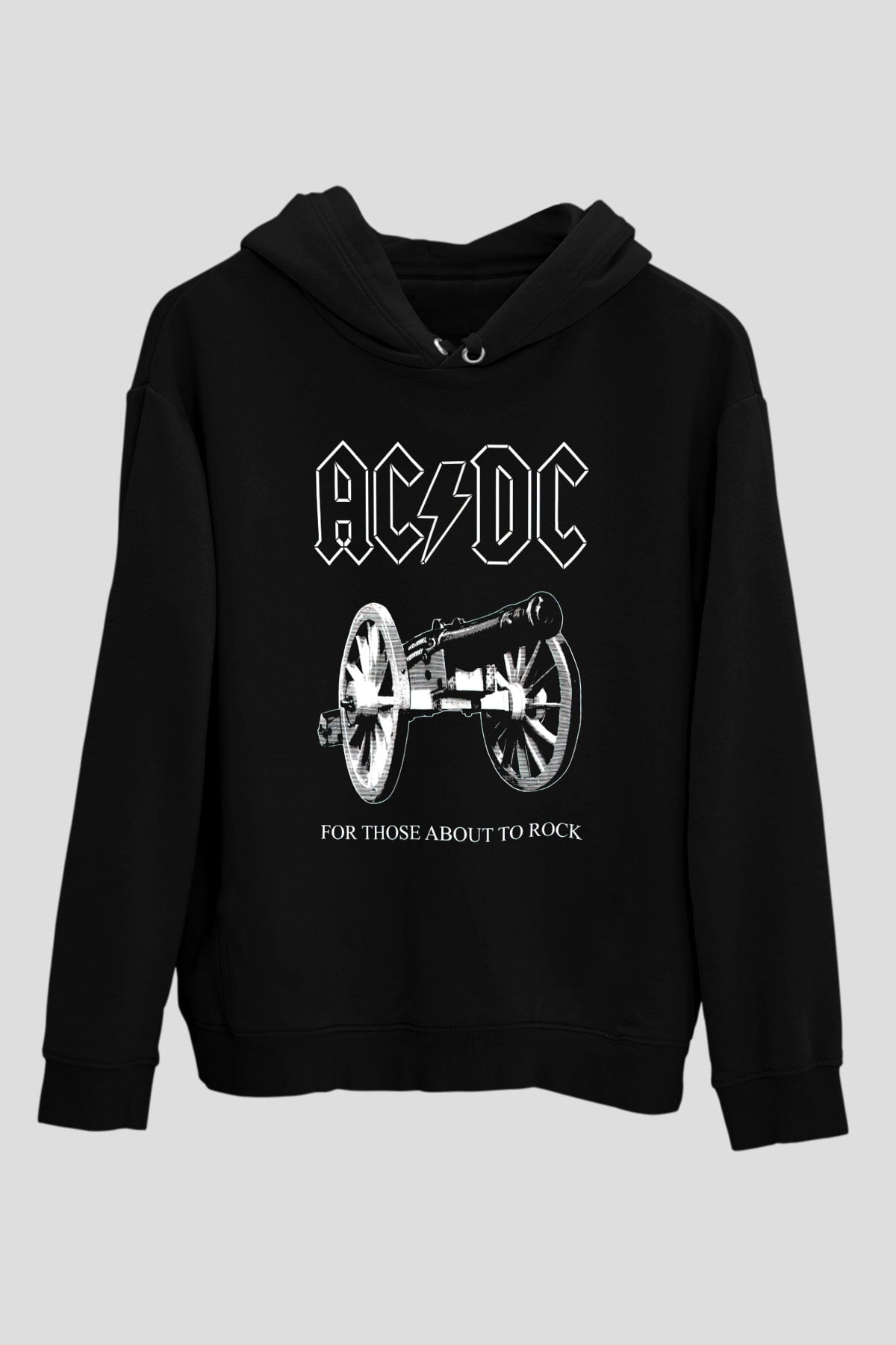 AC DC For Those About To Rock Siyah Unisex Hoodie