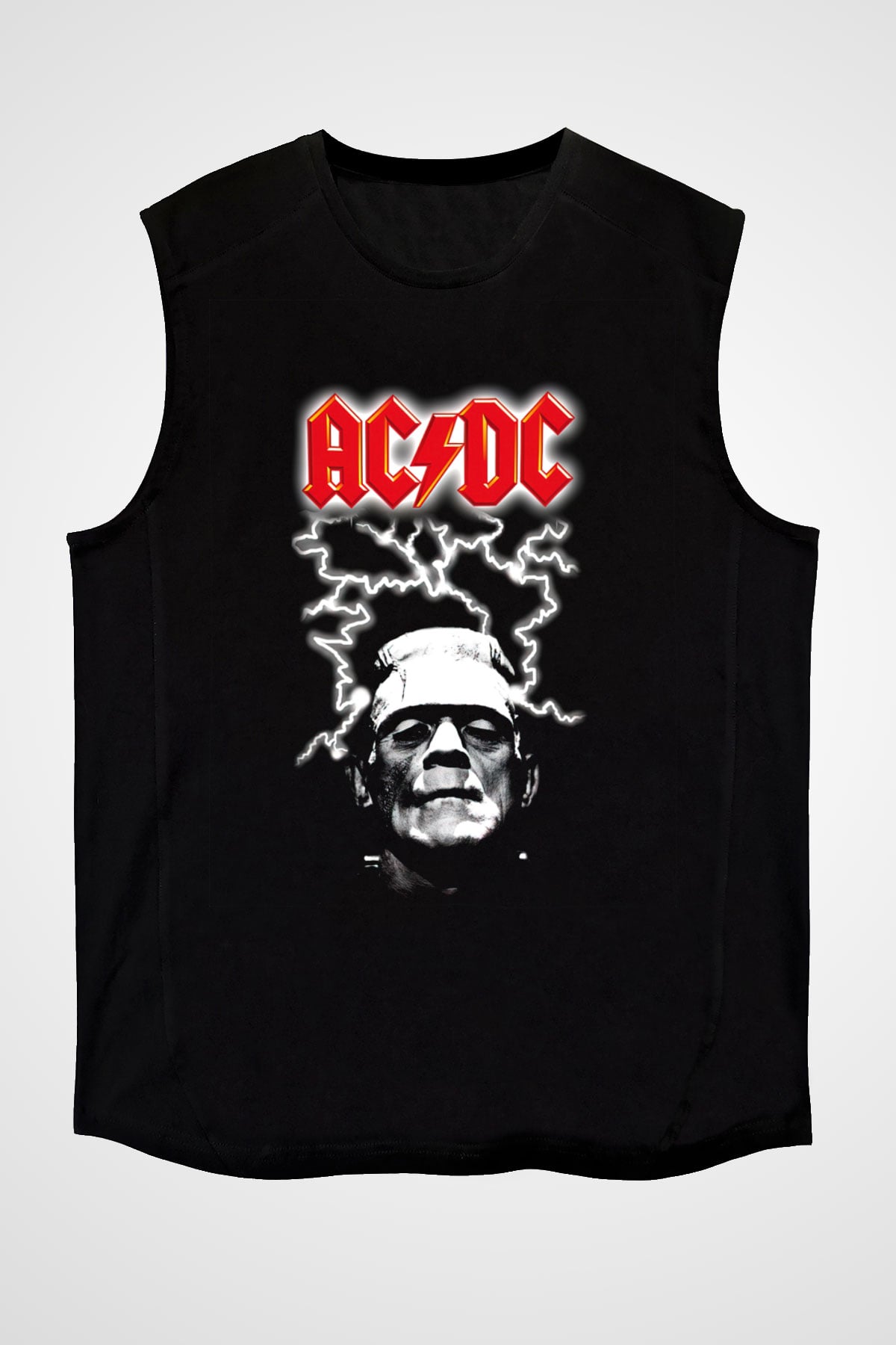 AC DC Frankenstein Thunderbolt Siyah Unisex Kolsuz Tişört