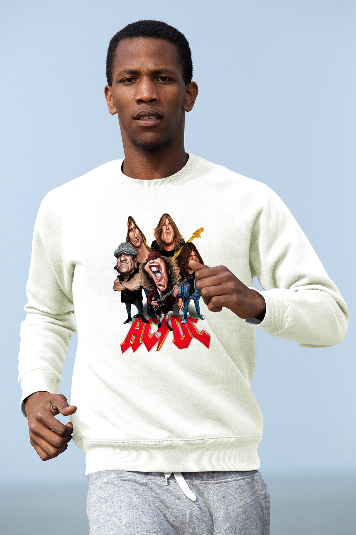 AC DC Group Beyaz Unisex Sweatshirt