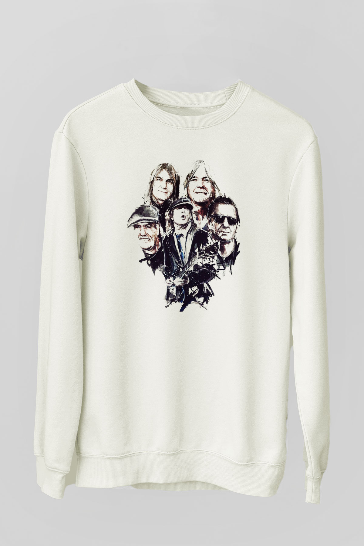 AC DC Group Beyaz Unisex Sweatshirt