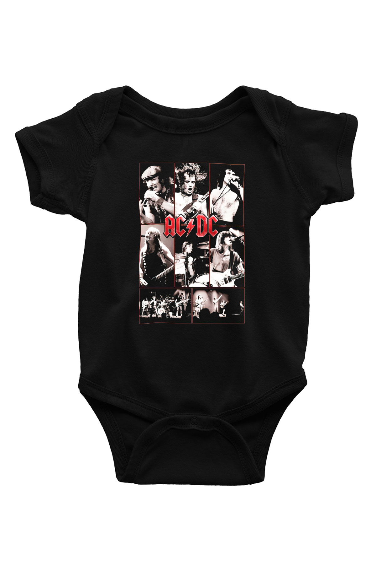 AC DC Group Concert Baskılı Siyah Bebek Body - Zıbın