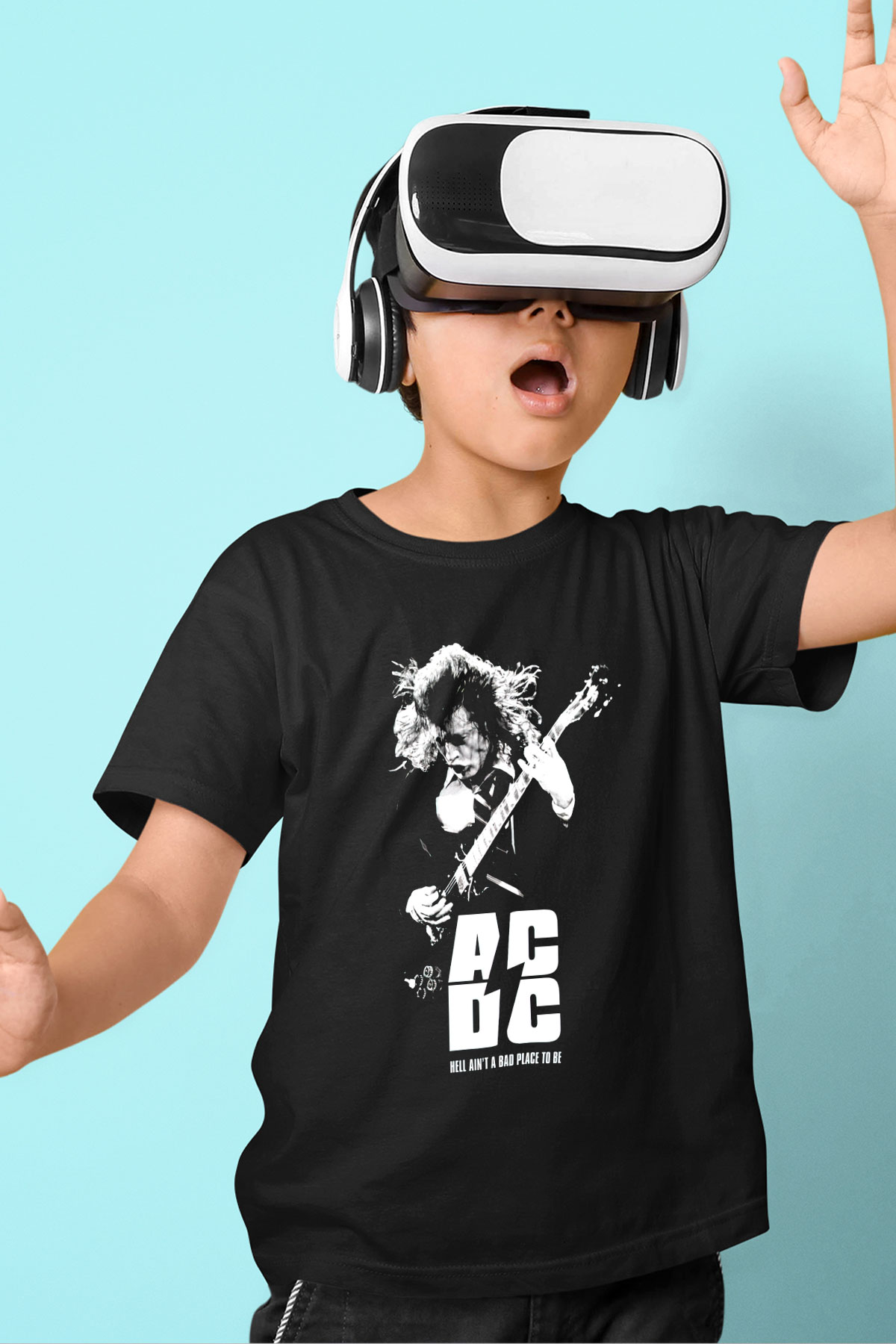 AC DC Hell Aint't A Bad Place To Be  Baskılı Siyah Unisex Çocuk Tişört