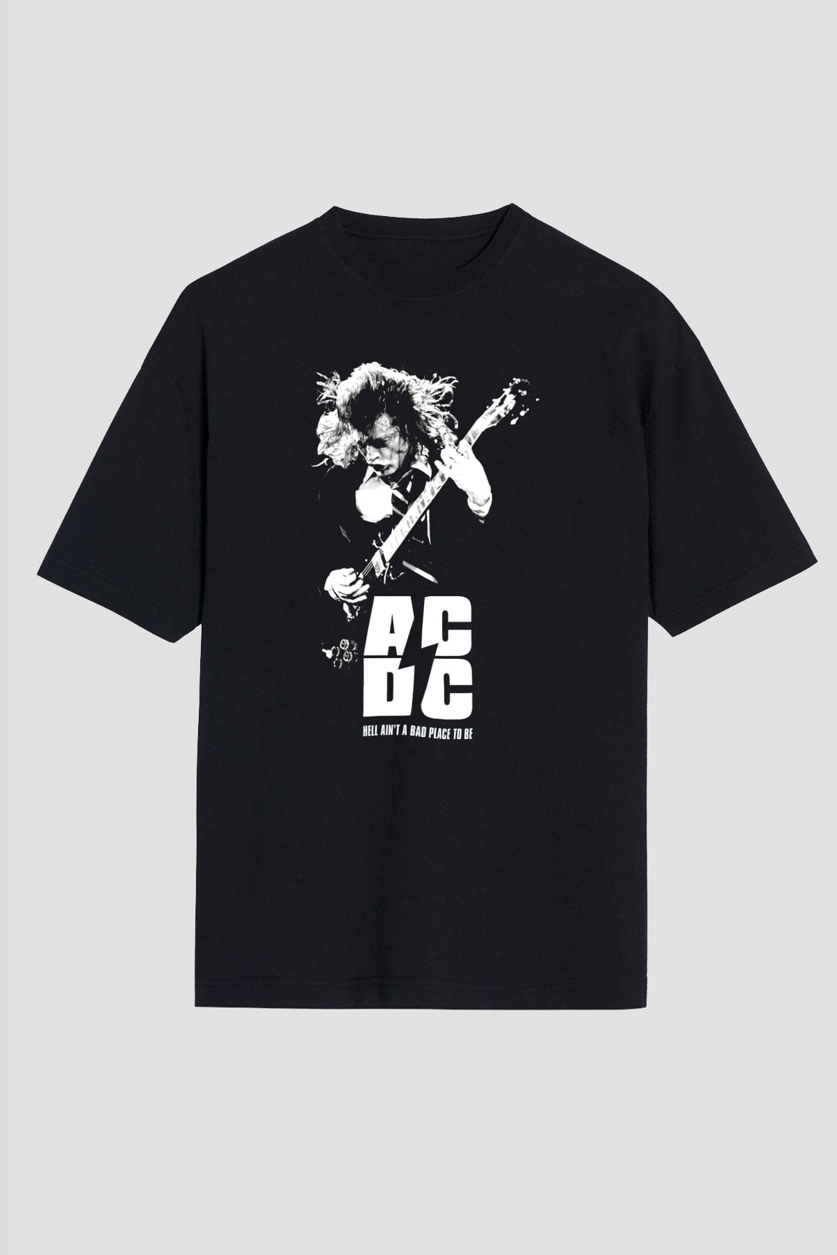 AC DC Hell Aint't A Bad Place To Be  Siyah Unisex Oversize Tişört T-Shirt