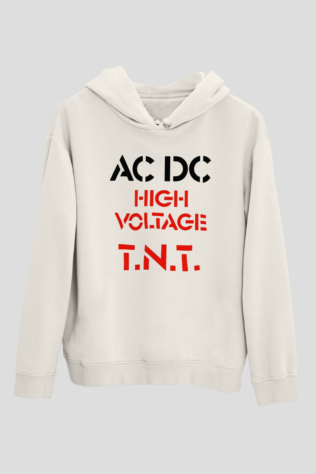 AC DC High Voltage Tnt Beyaz Unisex Kapşonlu Sweatshirt