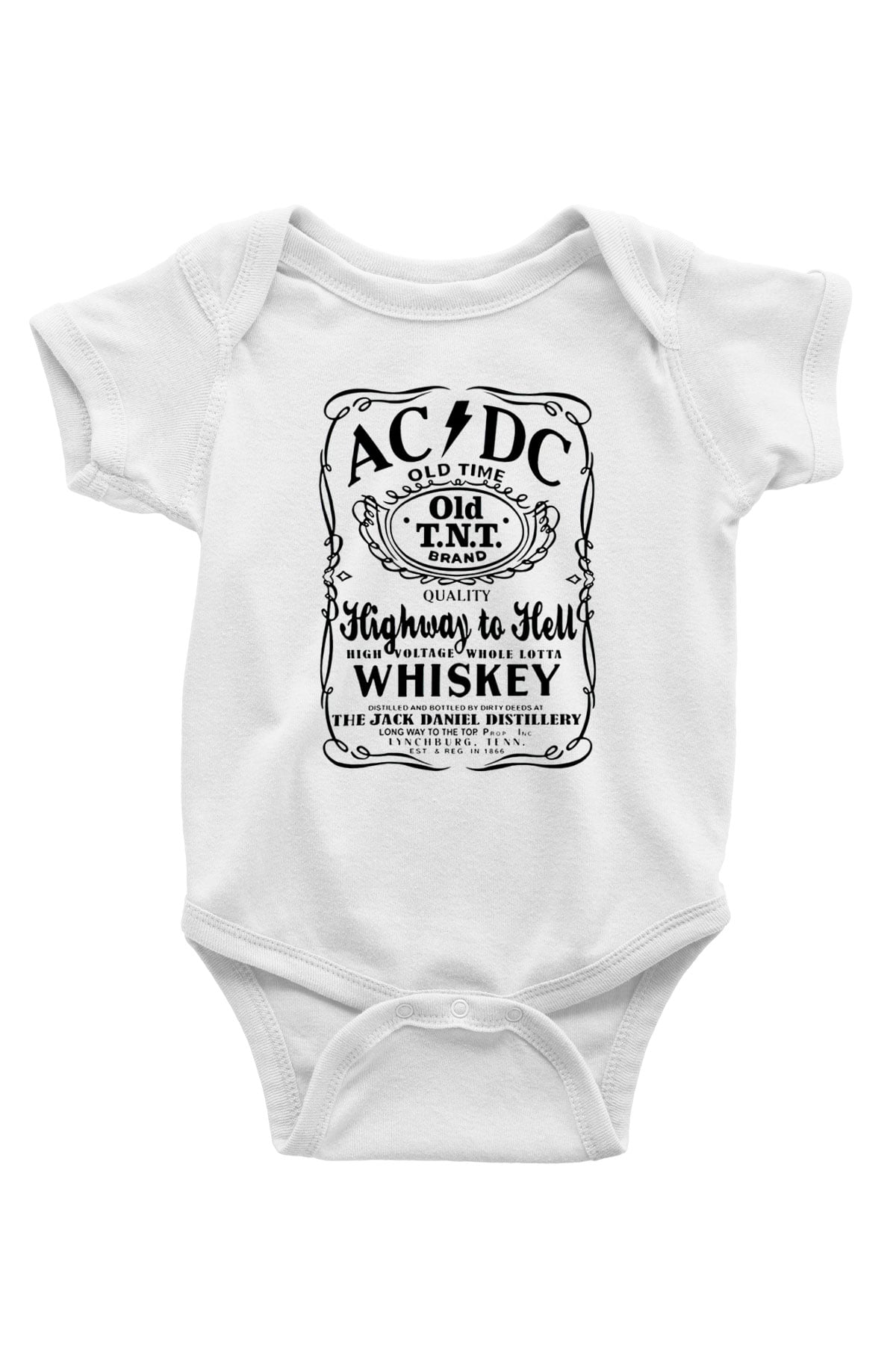 AC DC Highway To Hell Baskılı Beyaz Unisex Bebek Body - Zıbın