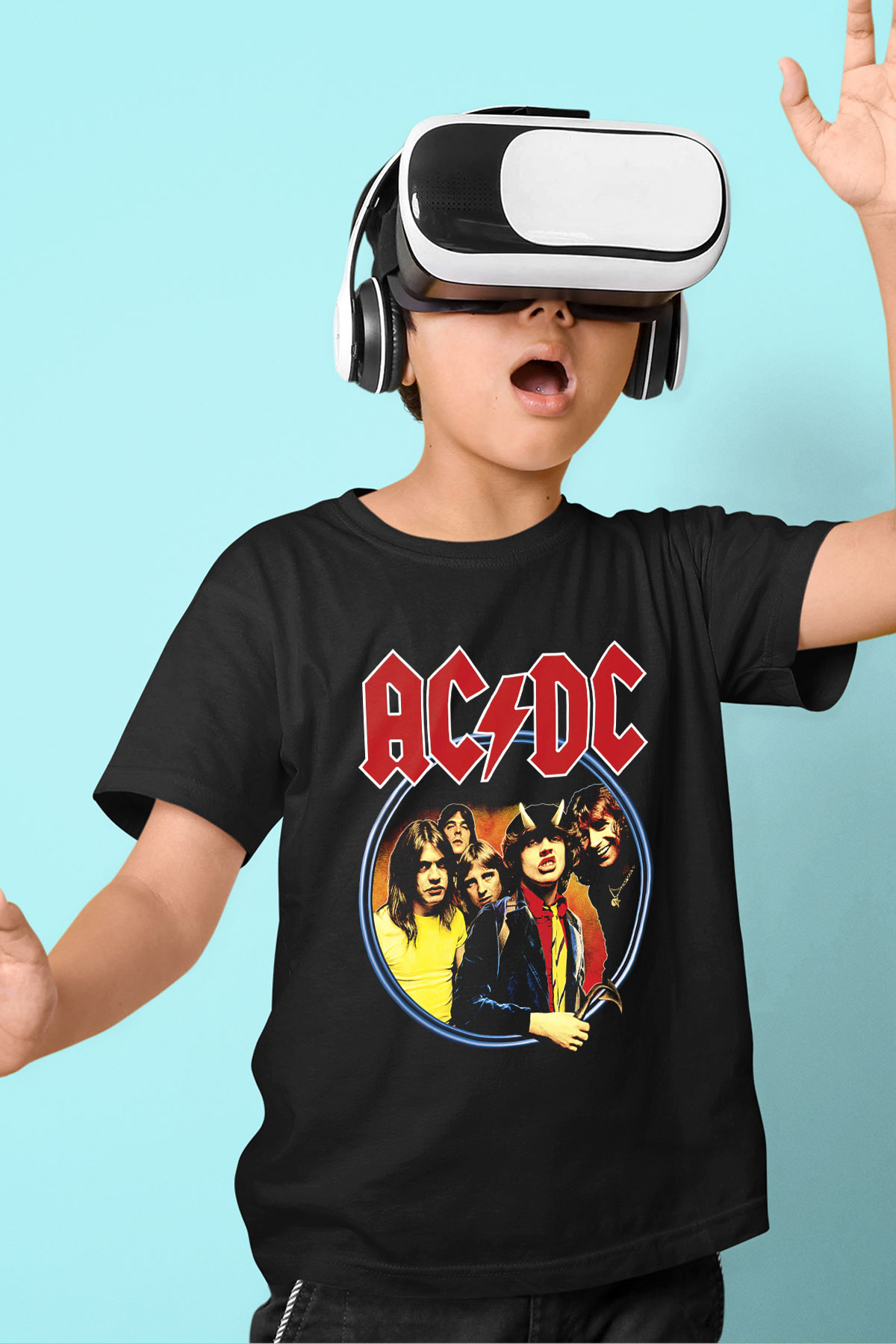 AC DC Highway To Hell Baskılı Siyah Unisex Çocuk Tişört