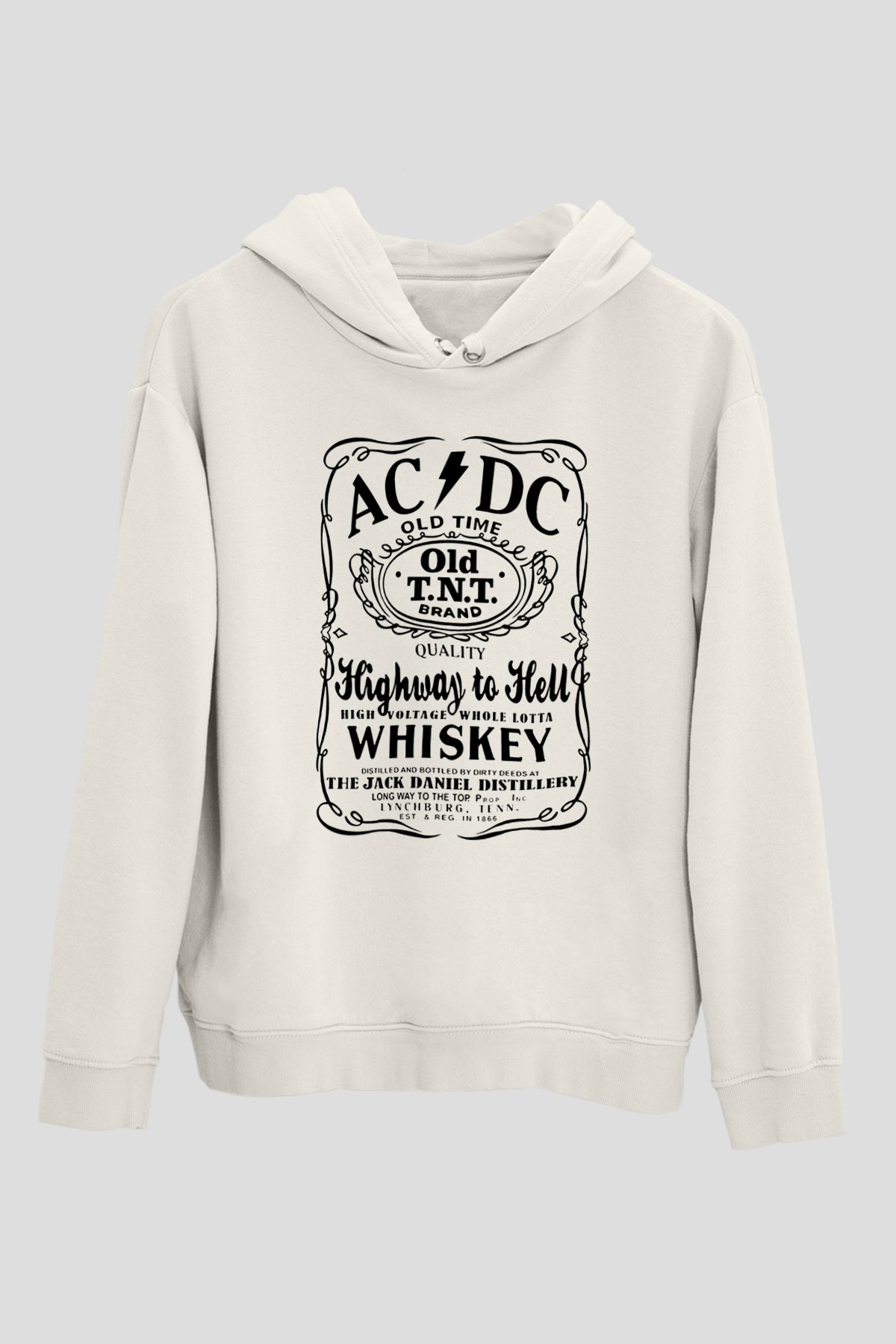 AC DC Highway To Hell Beyaz Unisex Kapşonlu Sweatshirt