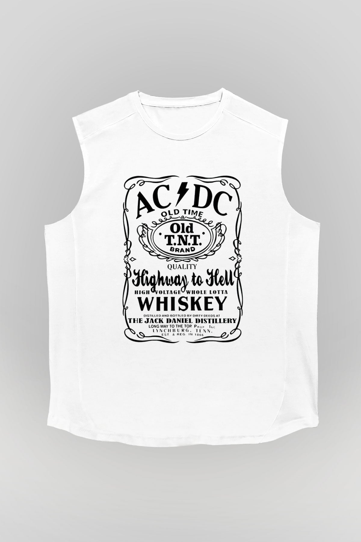AC DC Highway To Hell Beyaz Unisex Kolsuz Tişört