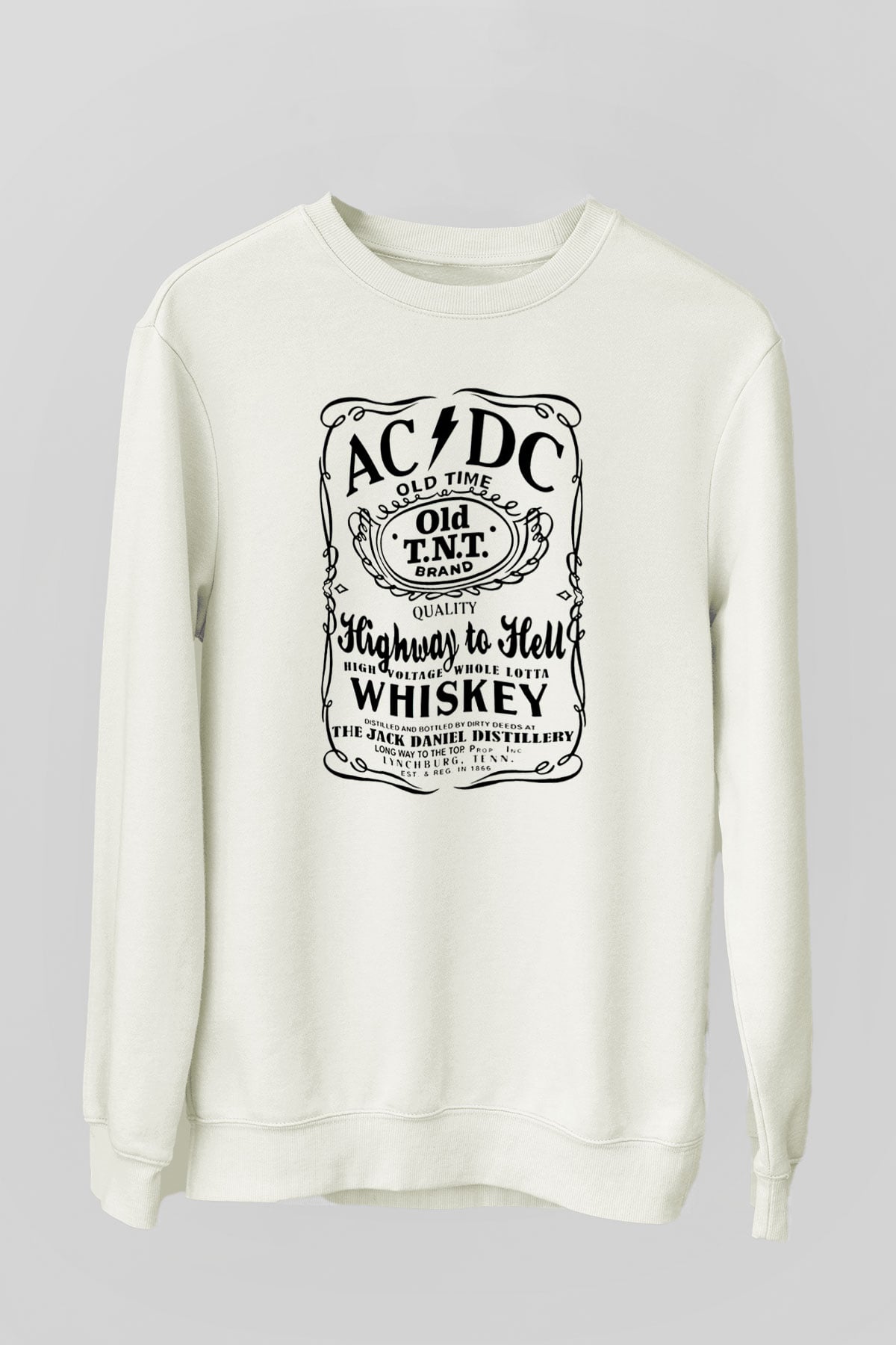 AC DC Highway To Hell Beyaz Unisex Sweatshirt