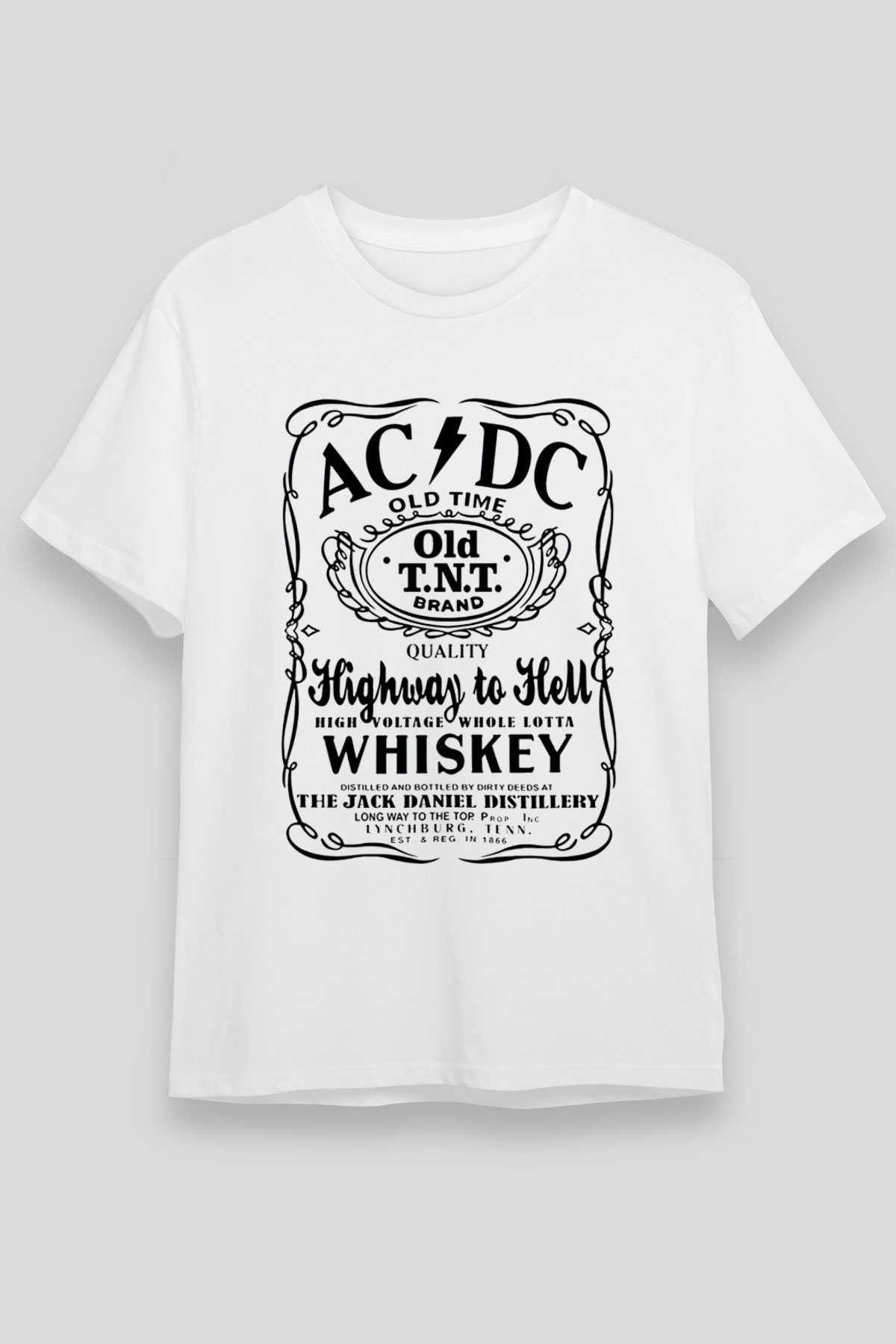 AC DC Highway To Hell Beyaz Unisex Tişört T-Shirt - TişörtFabrikası