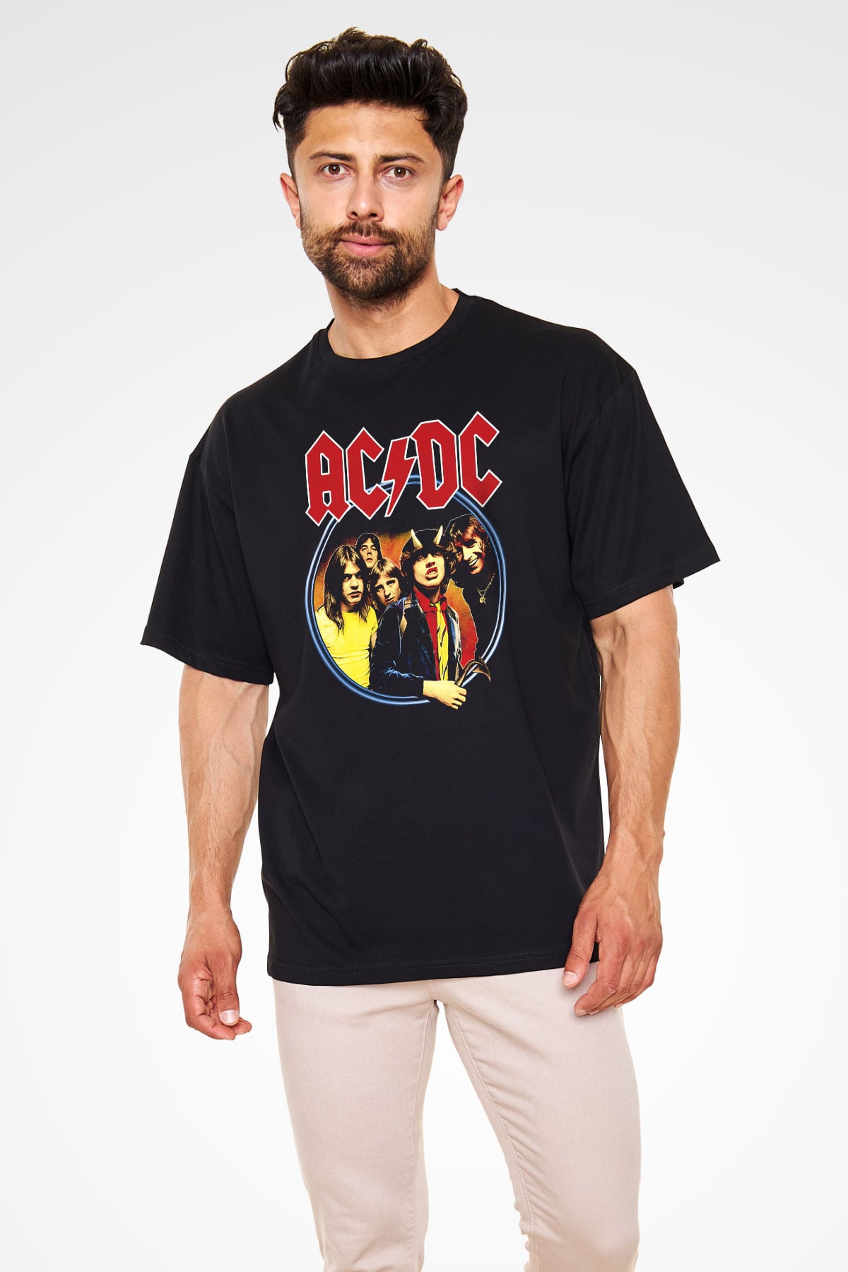 AC DC Highway To Hell Siyah Unisex Oversize Tişört T-Shirt