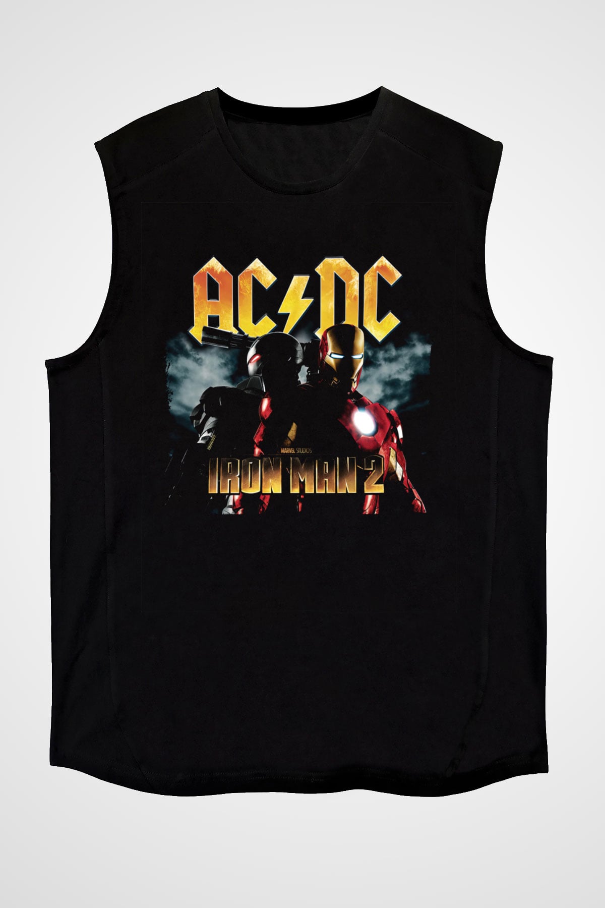 AC DC Iron Man 2 Siyah Unisex Kolsuz Tişört