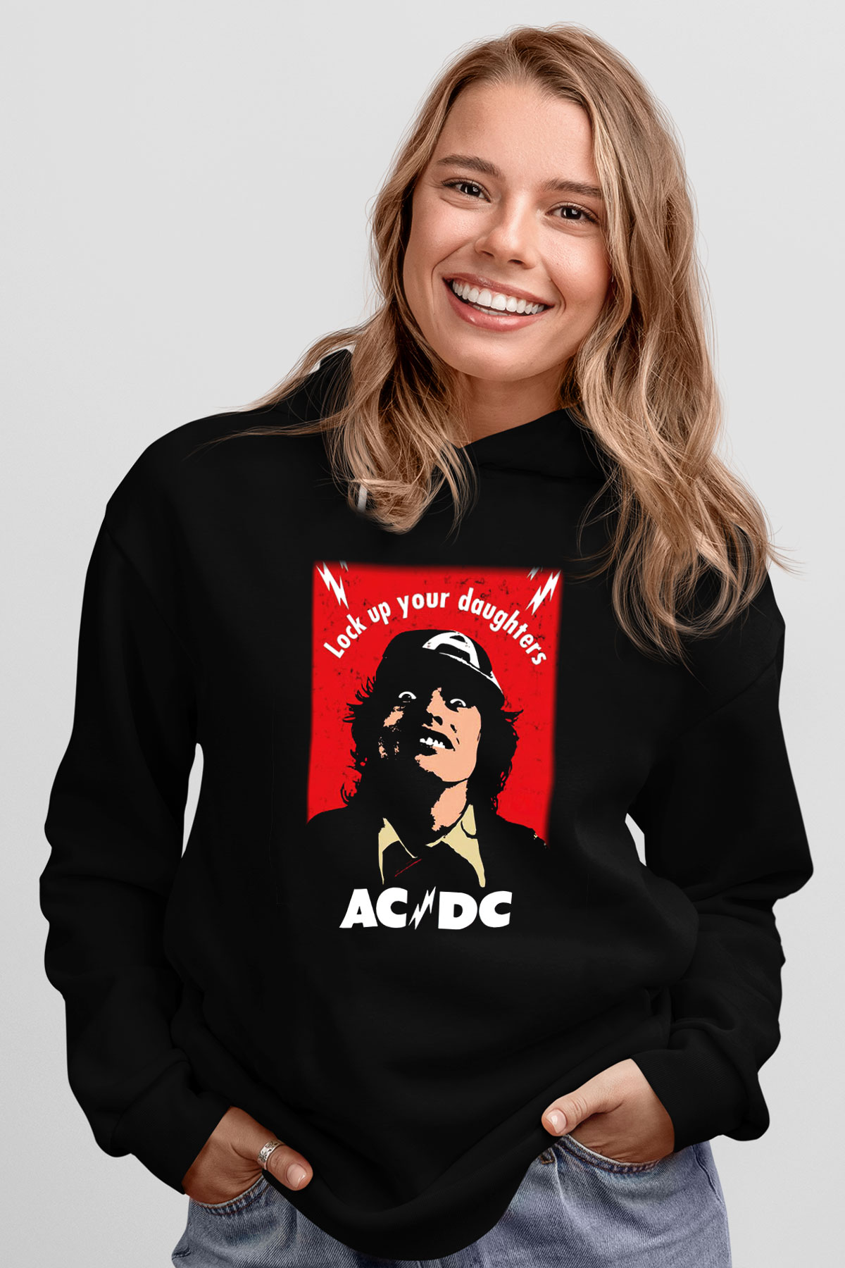 AC DC Lock Up Your Daughters Siyah Unisex Hoodie