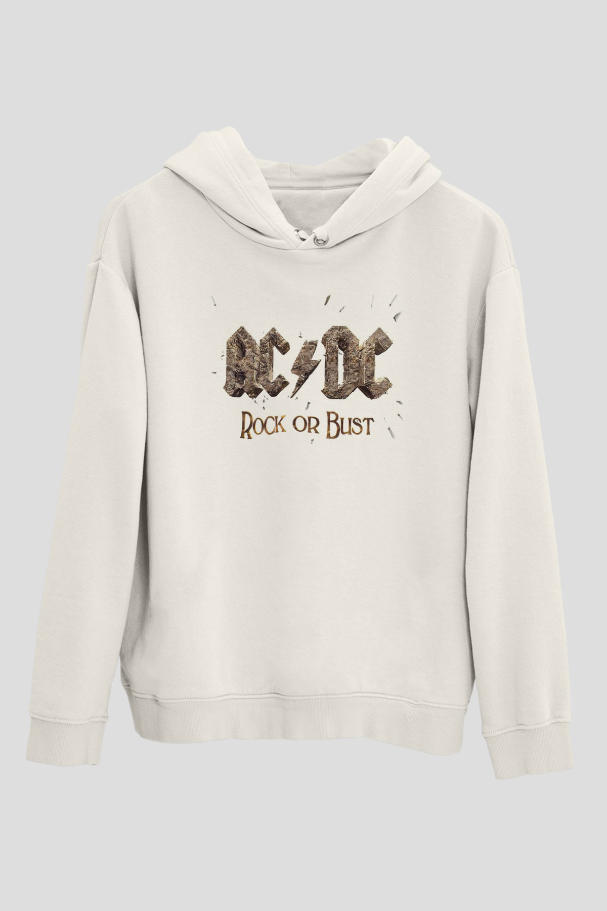 AC DC Rock Or Bust Beyaz Unisex Kapşonlu Sweatshirt