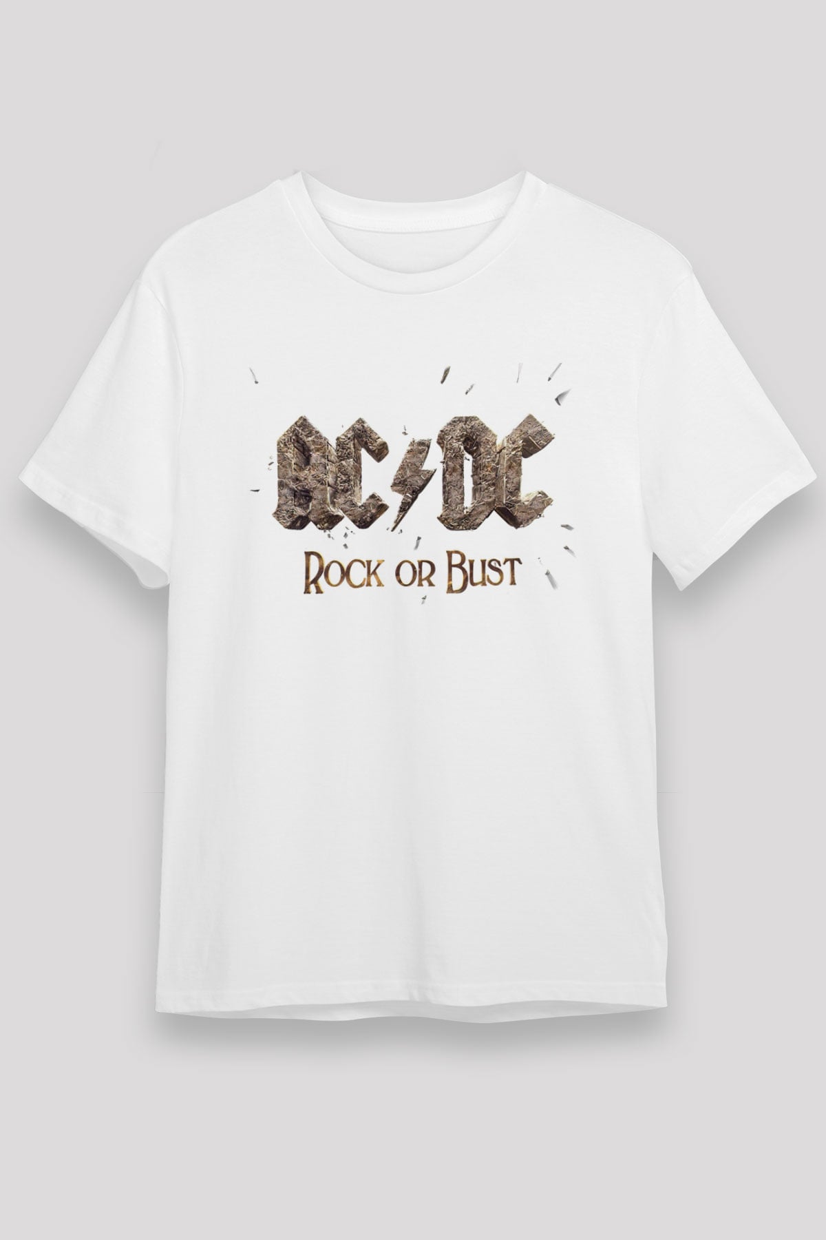 AC DC Rock Or Bust Beyaz Unisex Tişört T-Shirt - TişörtFabrikası
