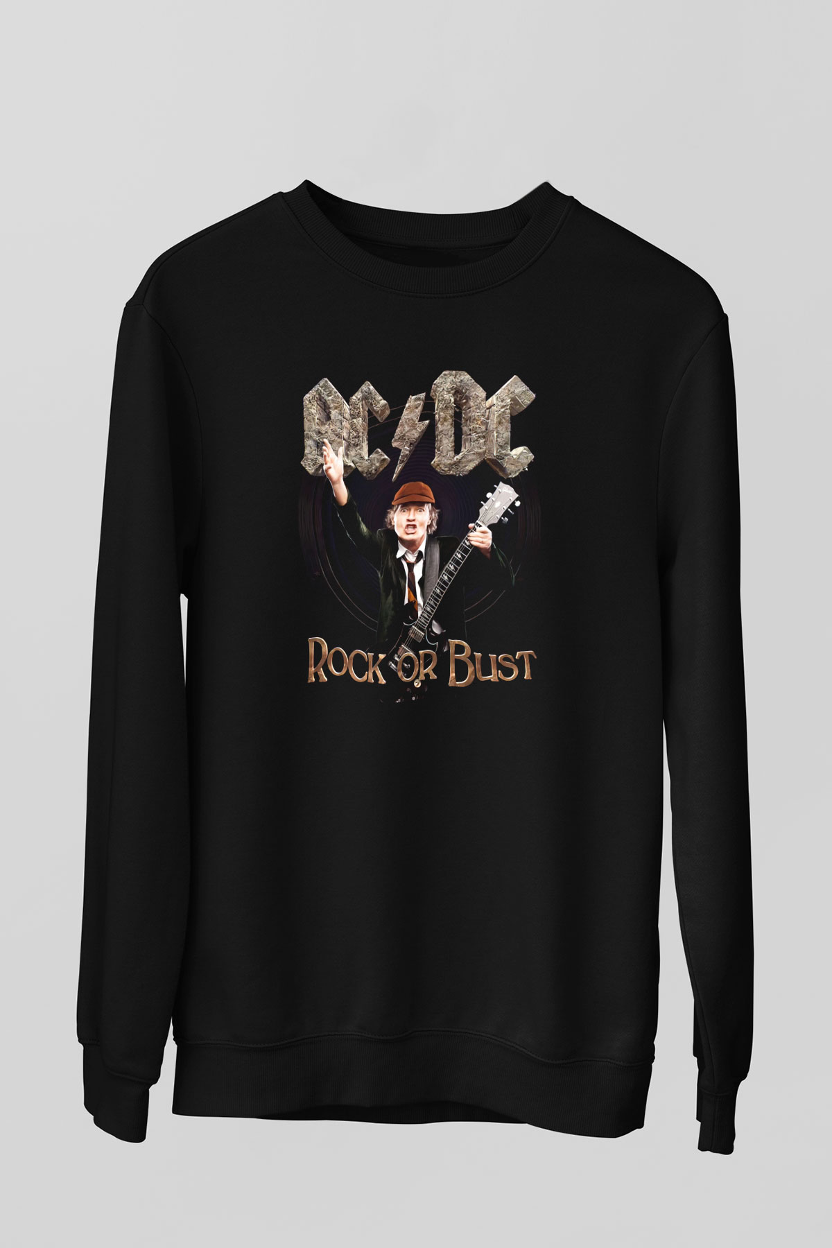 AC DC Rock Or Bust Siyah Unisex Sweatshirt