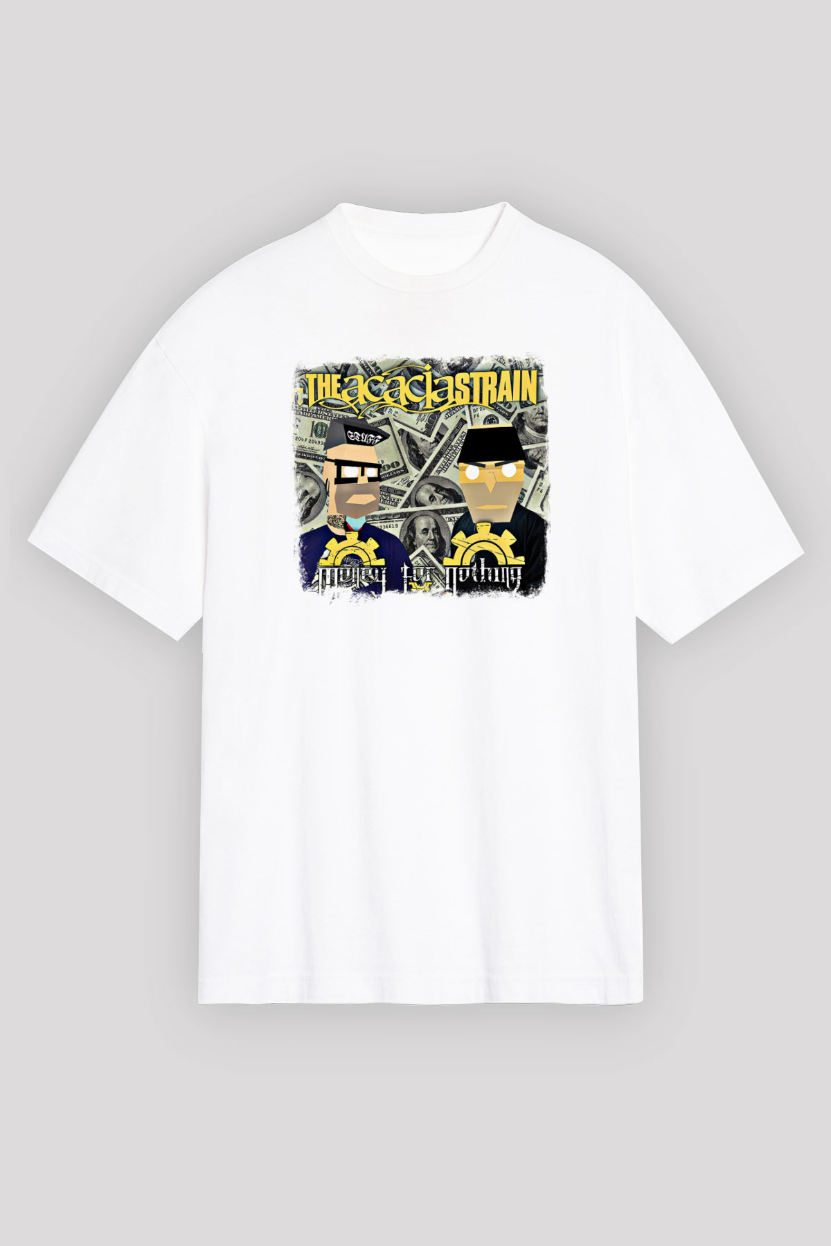 Acacia Strain Baskılı Unisex Beyaz Oversize Tişört