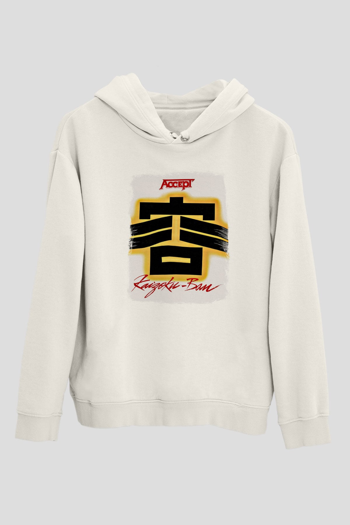 Accept Baskılı Unisex Beyaz Hoodie