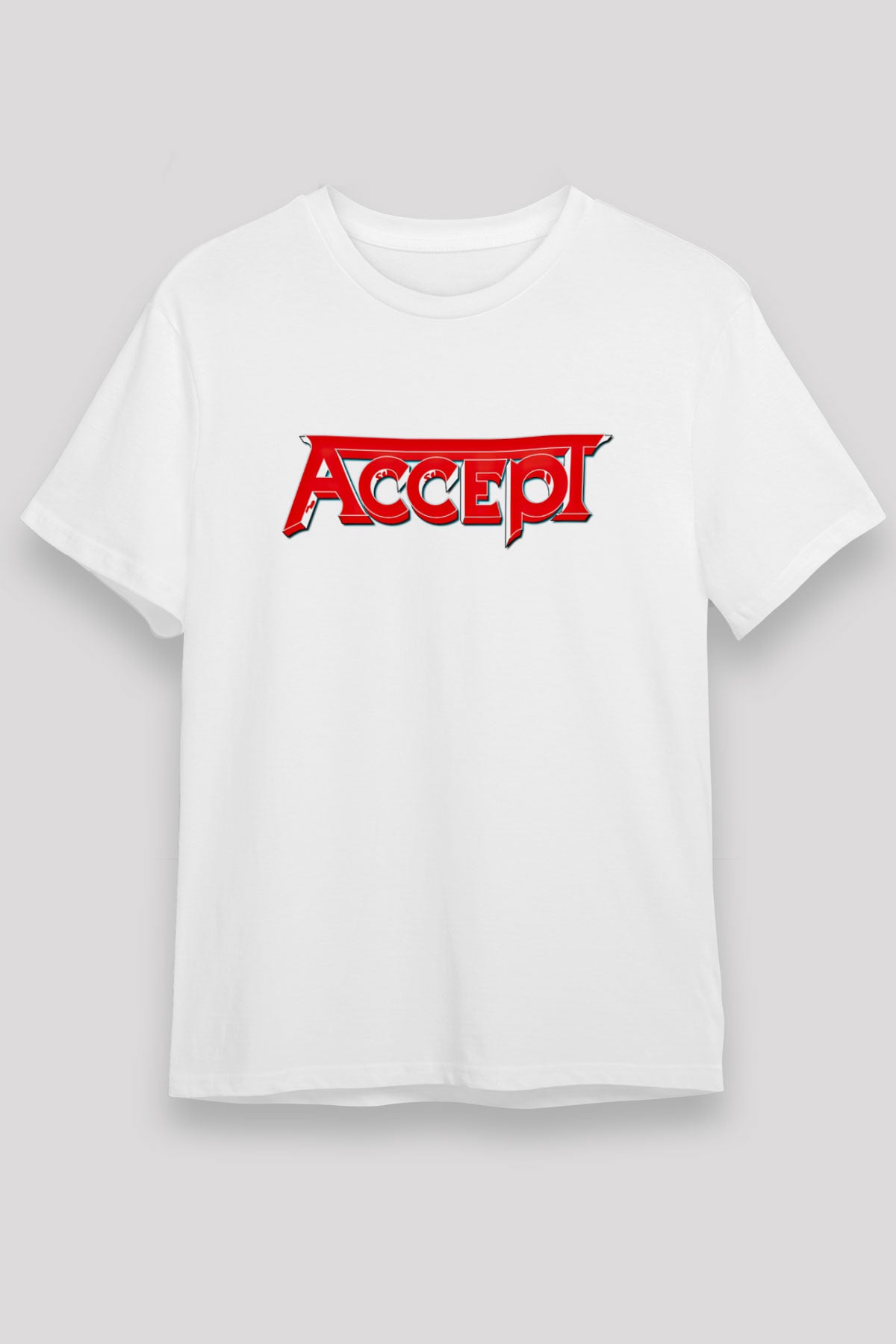 Accept Baskılı Unisex Beyaz Tişört