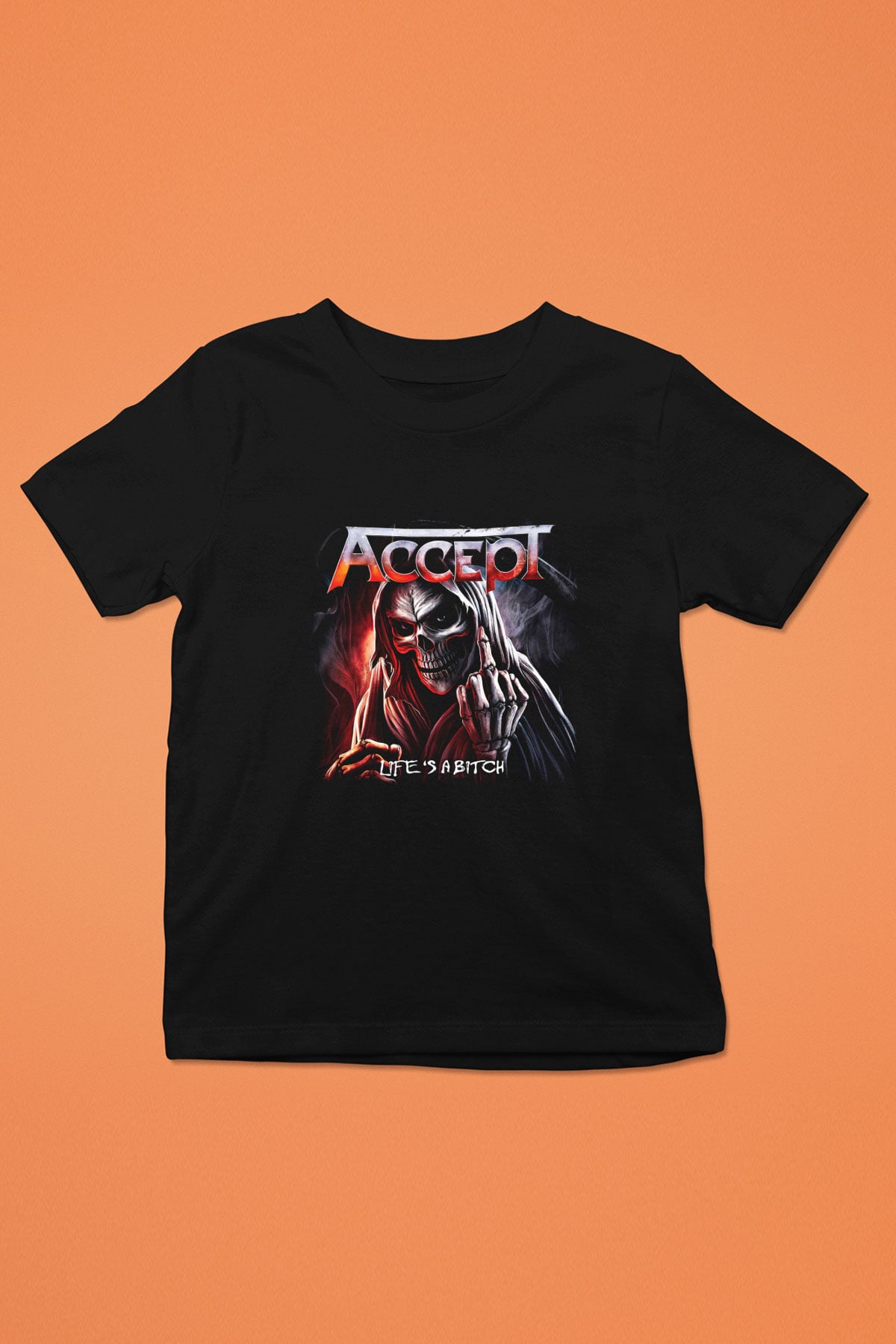 Accept Baskılı Unisex Siyah Çocuk Tişört