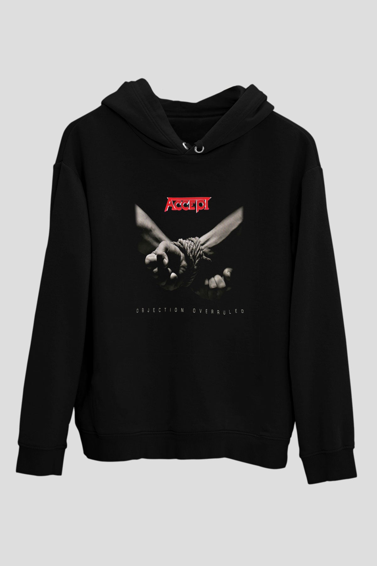 Accept Baskılı Unisex Siyah Hoodie