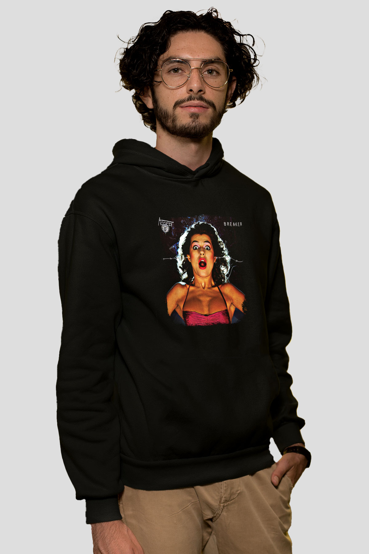 Accept Baskılı Unisex Siyah Hoodie