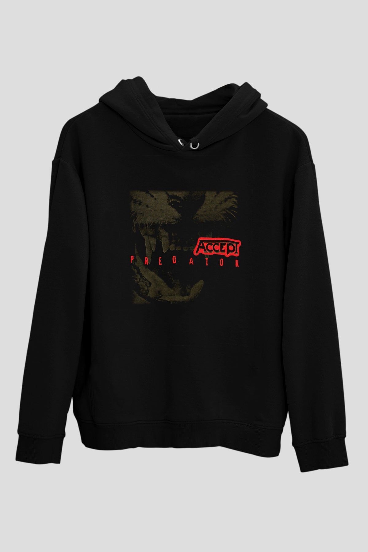 Accept Baskılı Unisex Siyah Hoodie