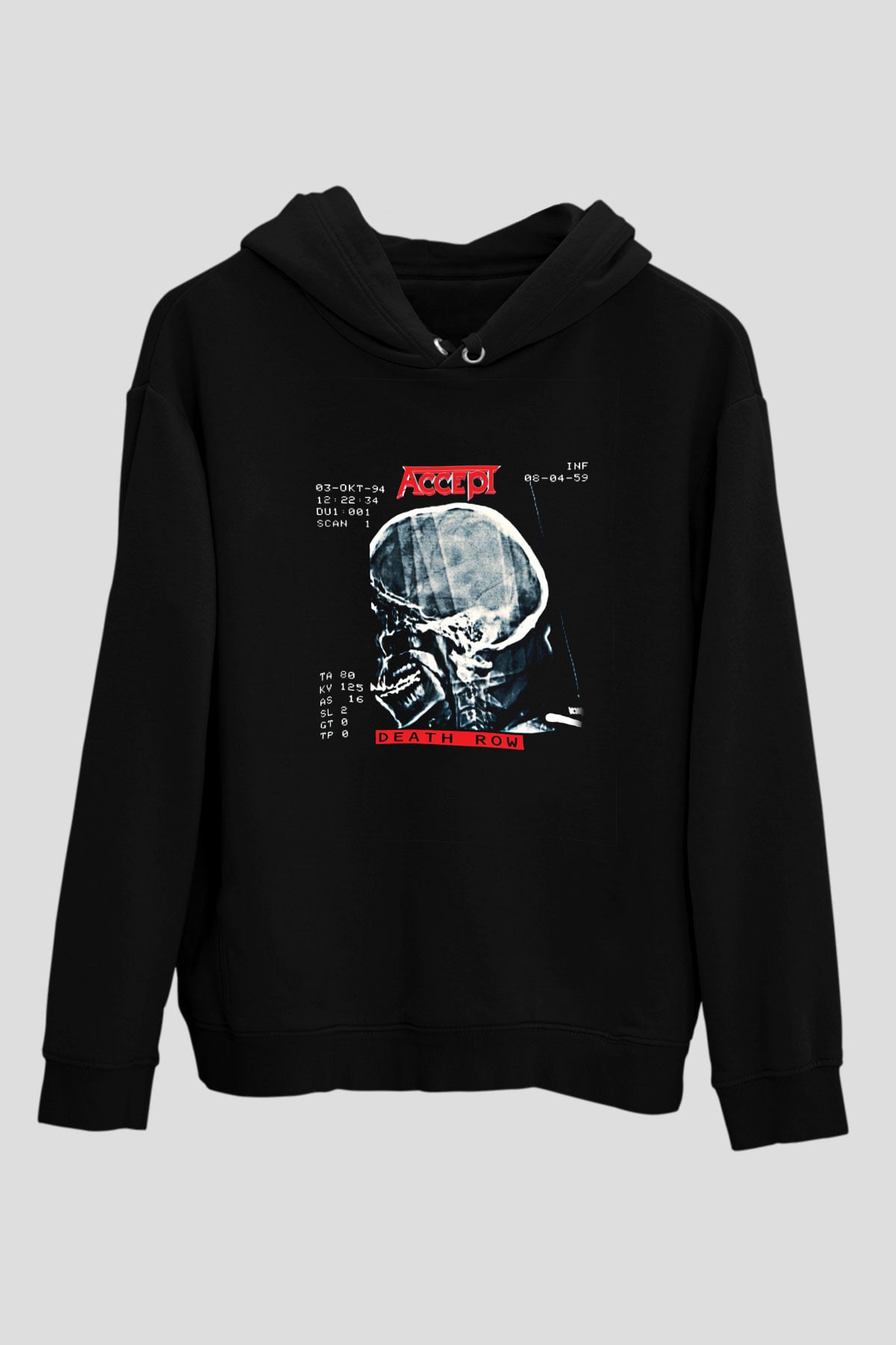 Accept Baskılı Unisex Siyah Hoodie