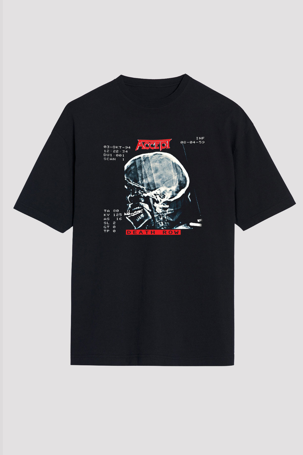 Accept Baskılı Unisex Siyah Oversize Tişört