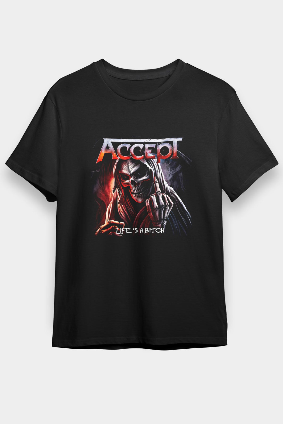 Accept Baskılı Unisex Siyah Tişört