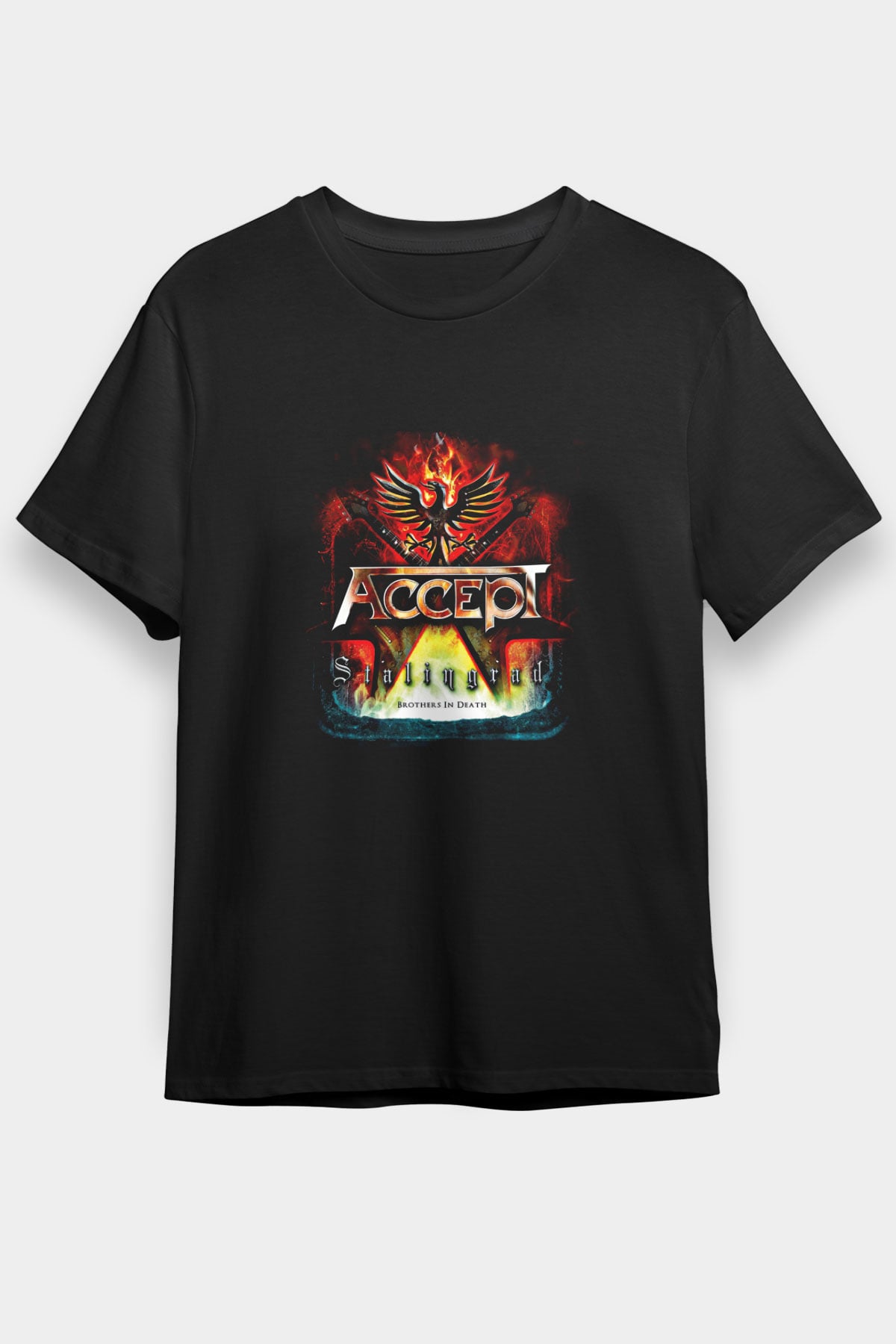 Accept Baskılı Unisex Siyah Tişört