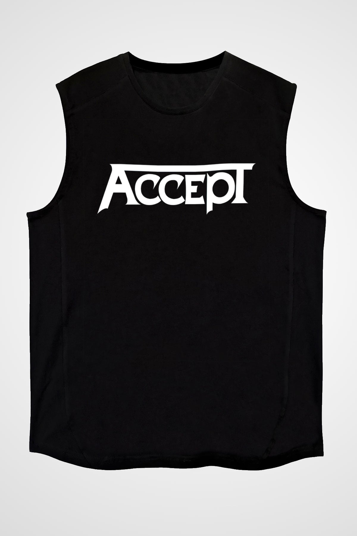 Accept Siyah Unisex Kolsuz Tişört