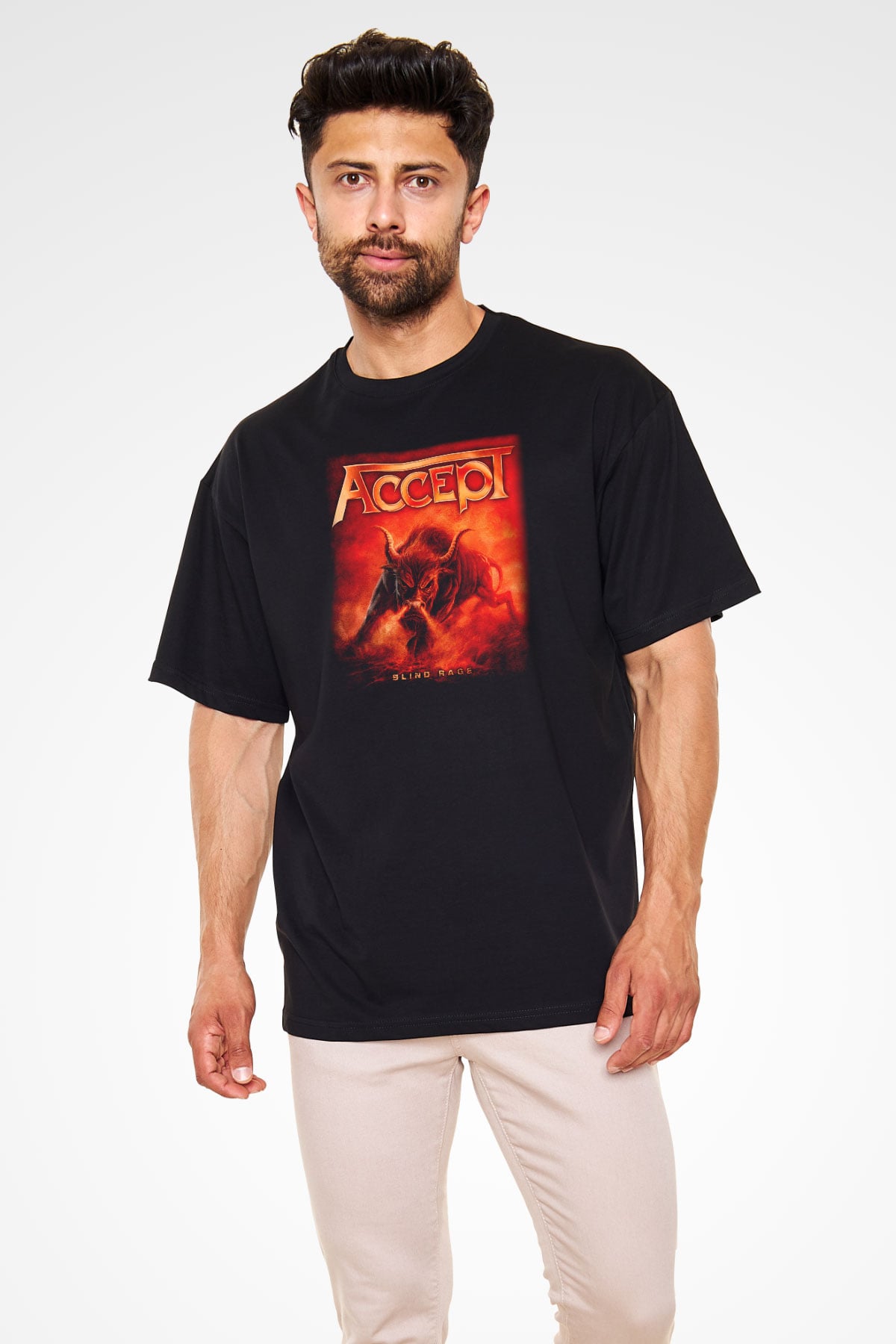 Accept Siyah Unisex Oversize Tişört T-Shirt