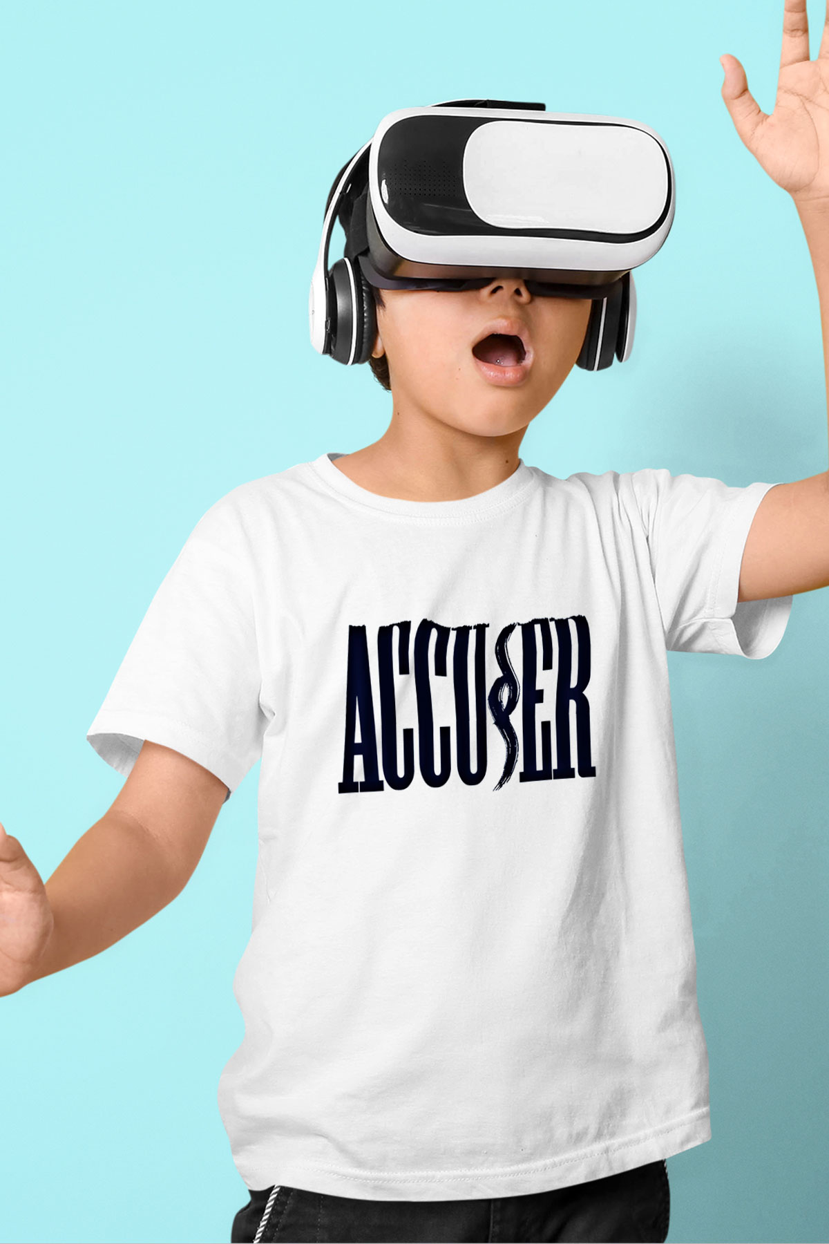 Accuser Baskılı Unisex Beyaz Çocuk Tişört