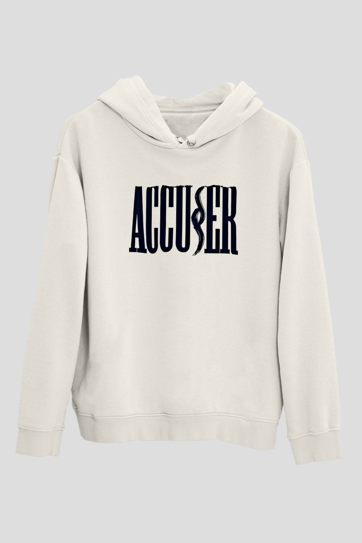 Accuser Baskılı Unisex Beyaz Hoodie