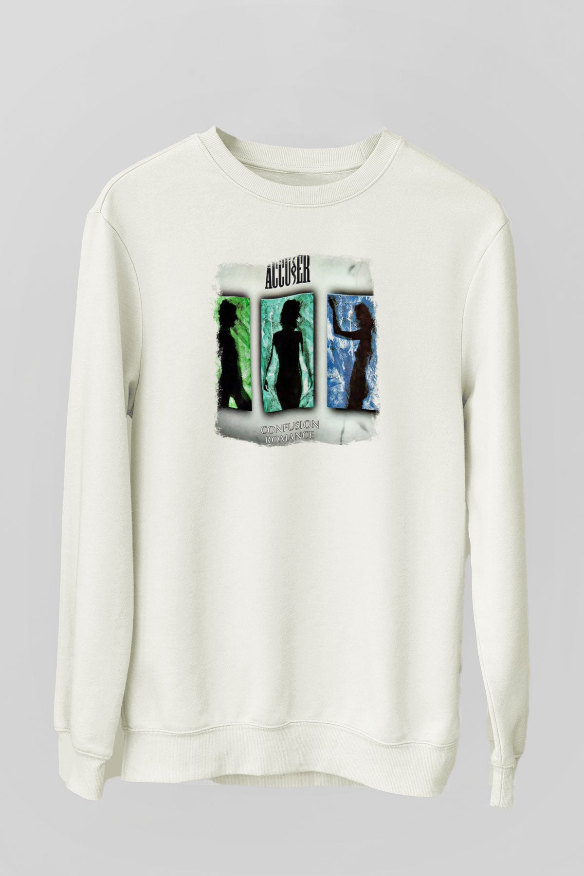 Accuser Baskılı Unisex Beyaz Sweatshirt