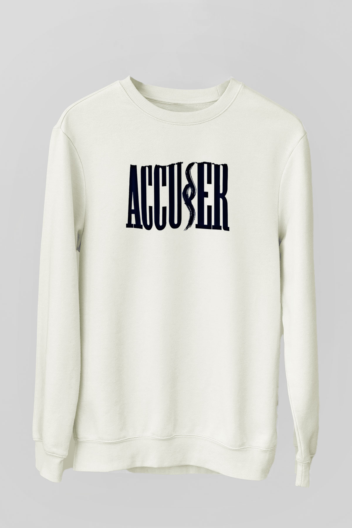 Accuser Baskılı Unisex Beyaz Sweatshirt
