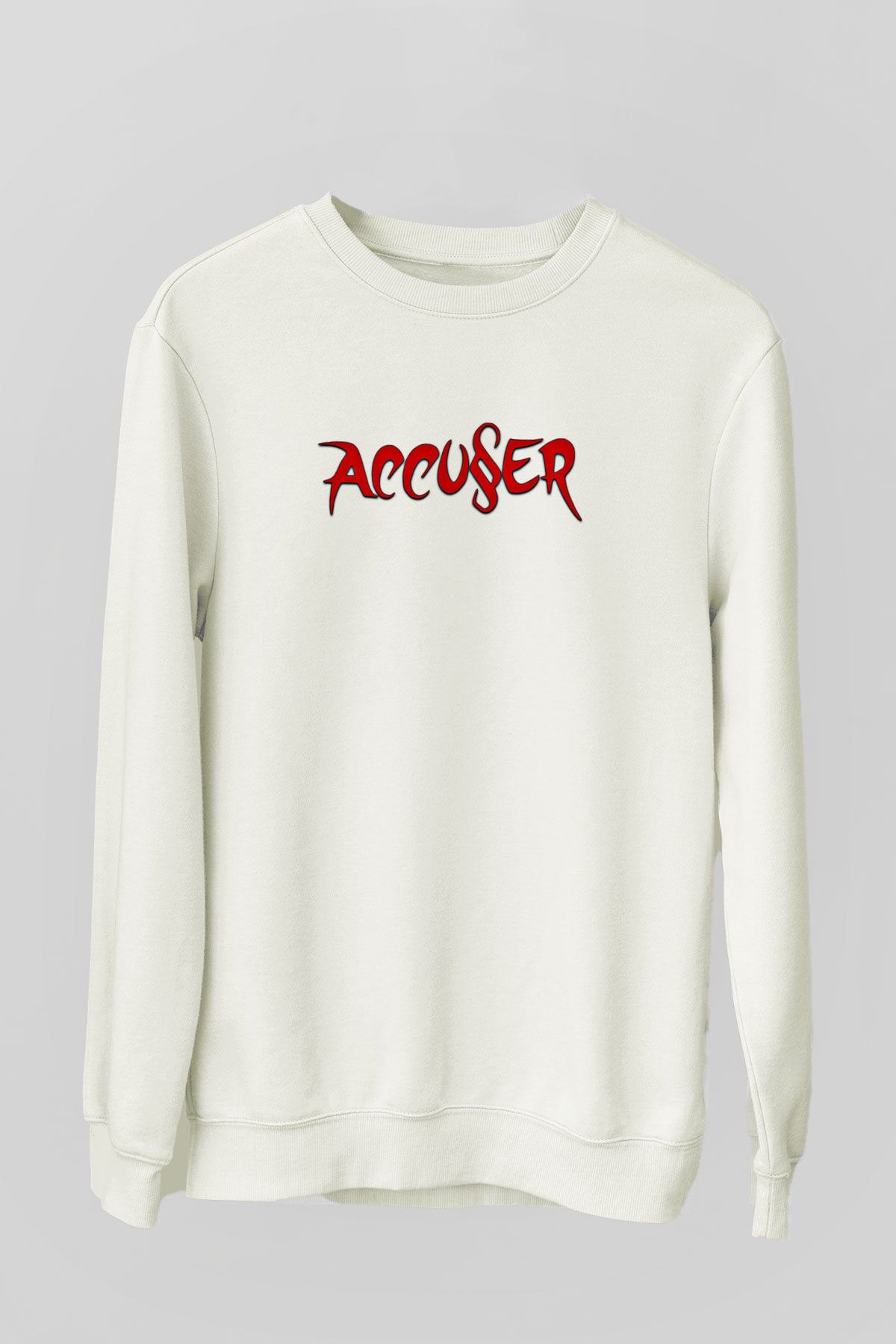 Accuser Baskılı Unisex Beyaz Sweatshirt
