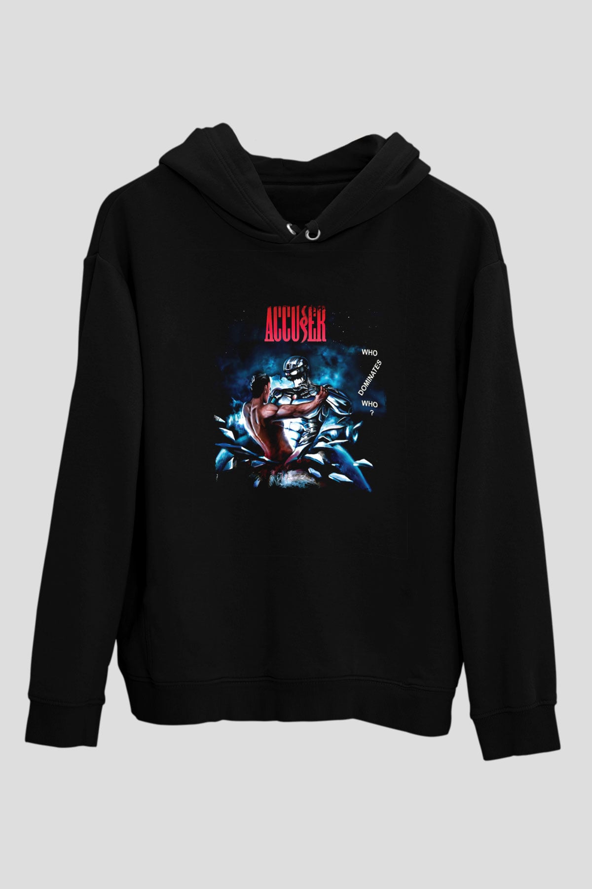 Accuser Baskılı Unisex Siyah Hoodie