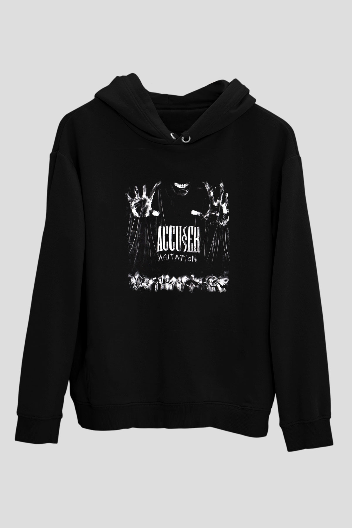 Accuser Baskılı Unisex Siyah Hoodie
