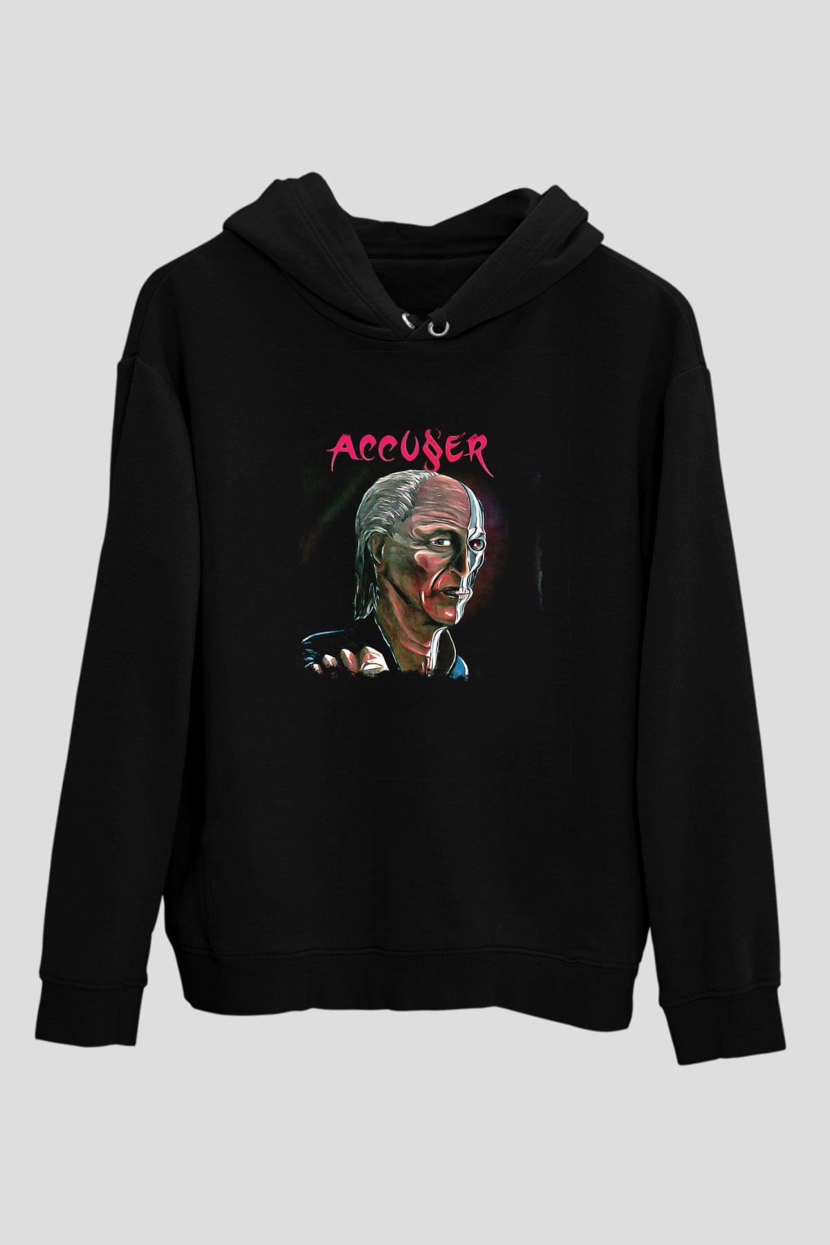 Accuser Baskılı Unisex Siyah Hoodie