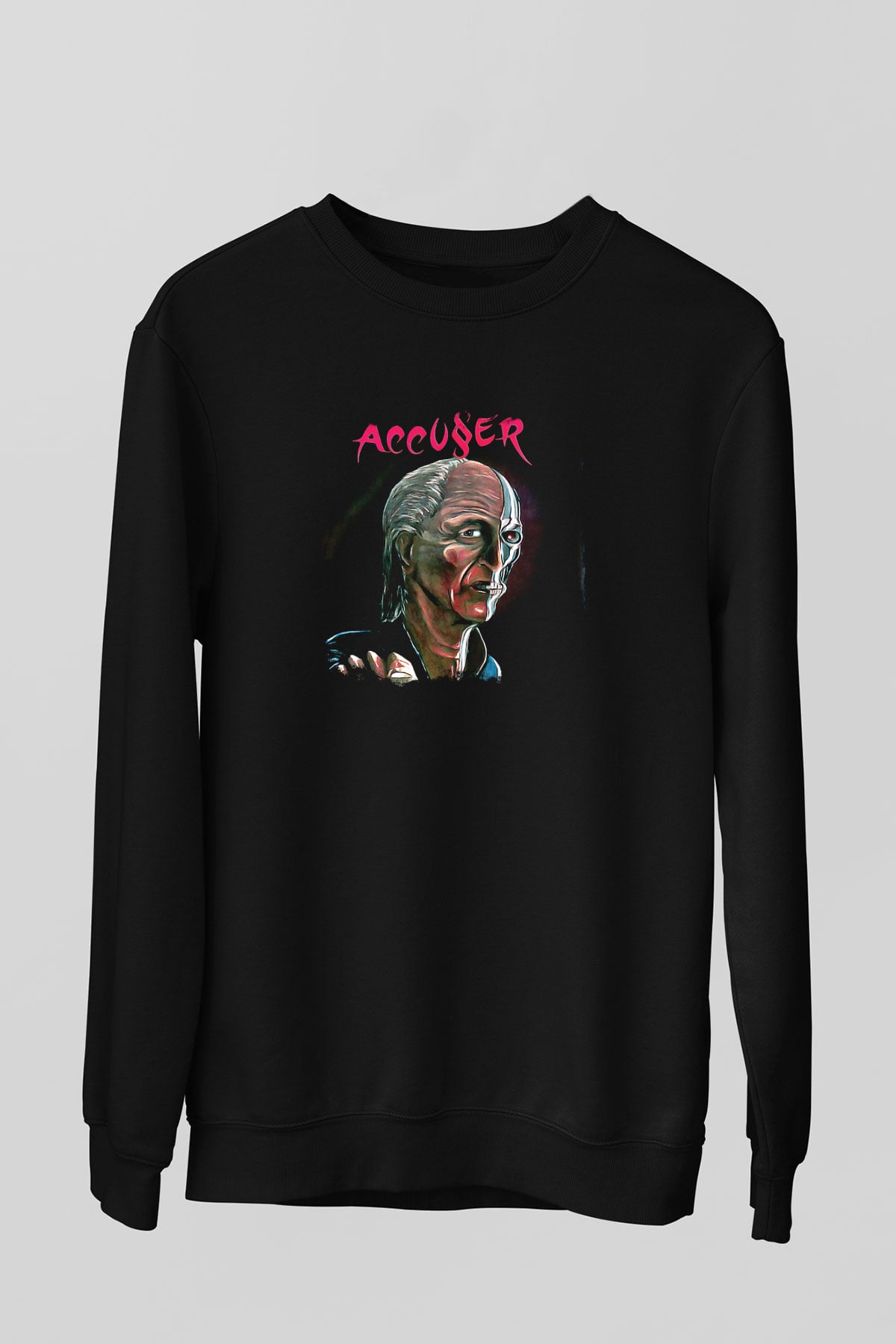 Accuser Baskılı Unisex Siyah Sweatshirt