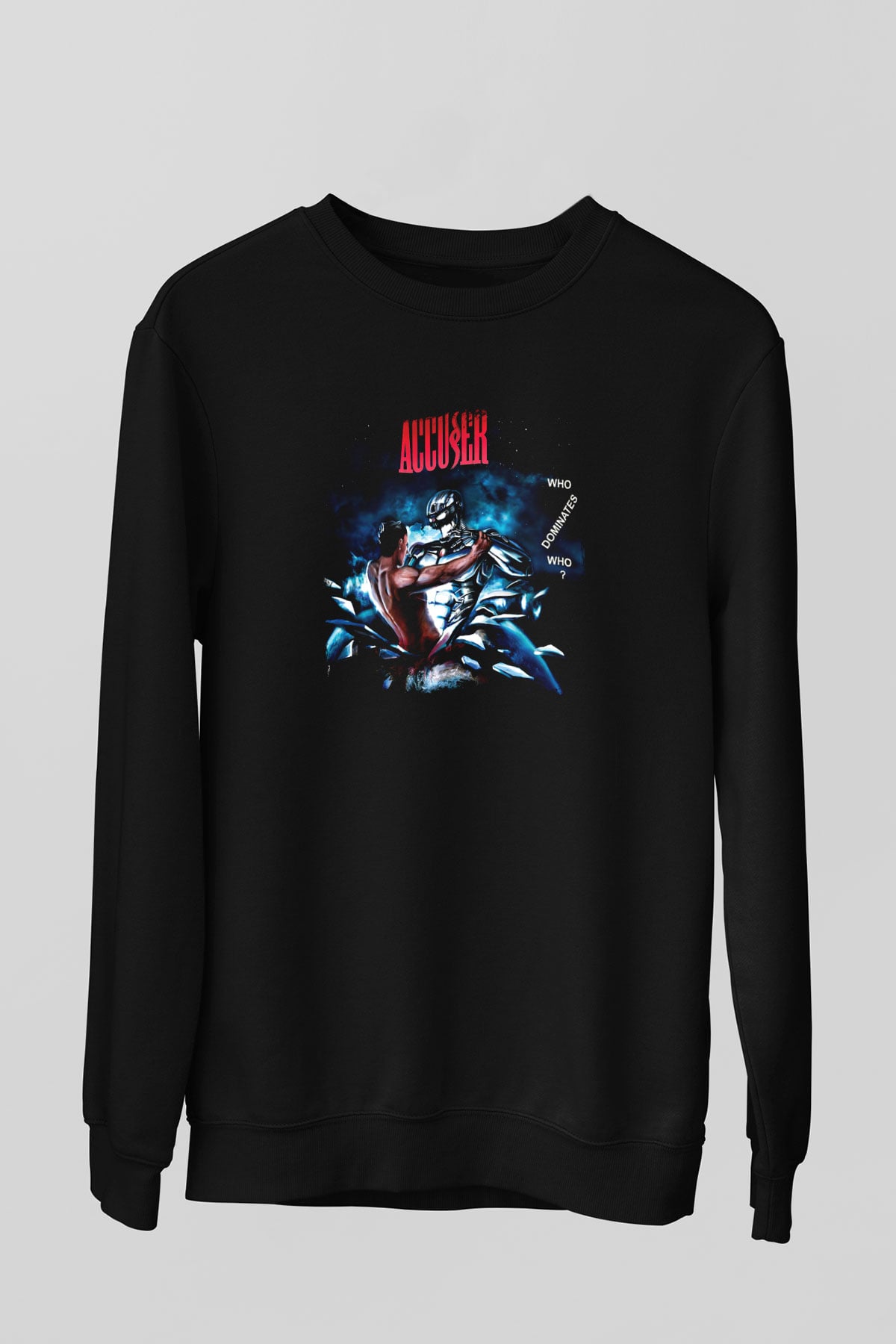 Accuser Baskılı Unisex Siyah Sweatshirt