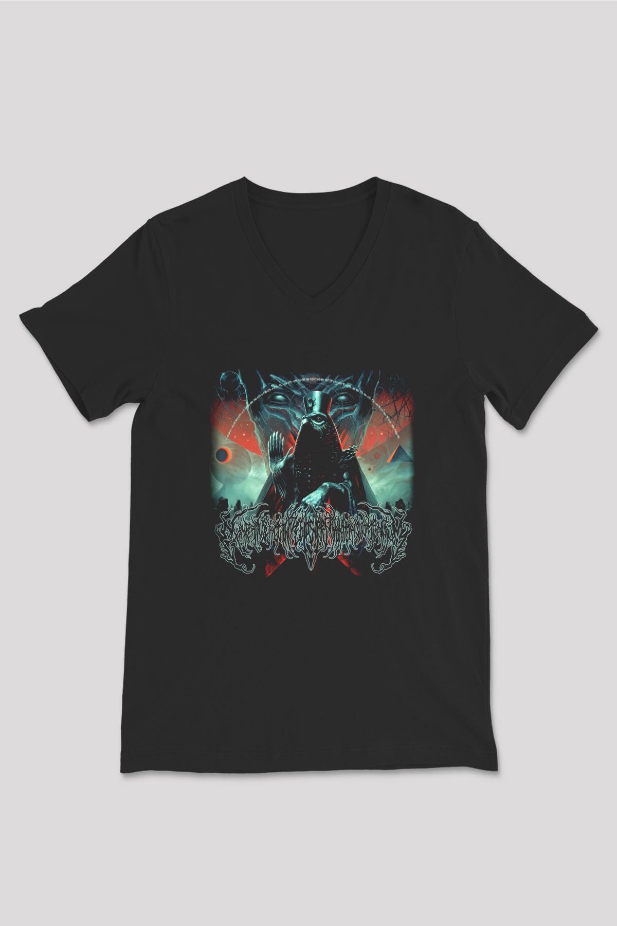 Accuser Siyah Unisex V Yaka Tişört T-Shirt