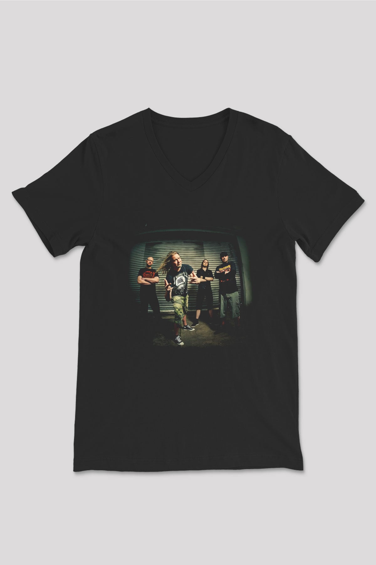 Accuser Siyah Unisex V Yaka Tişört T-Shirt