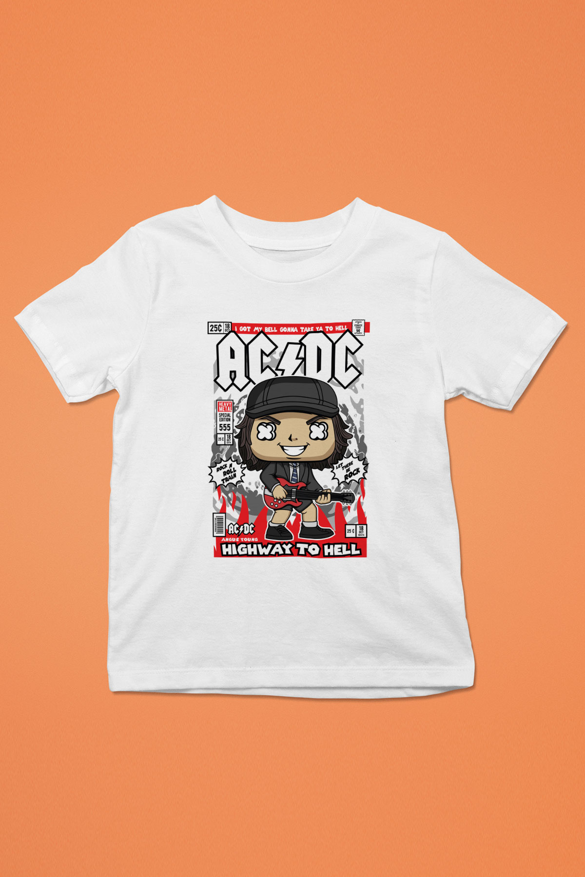 ACDC Baskılı Unisex Beyaz Çocuk Tişört