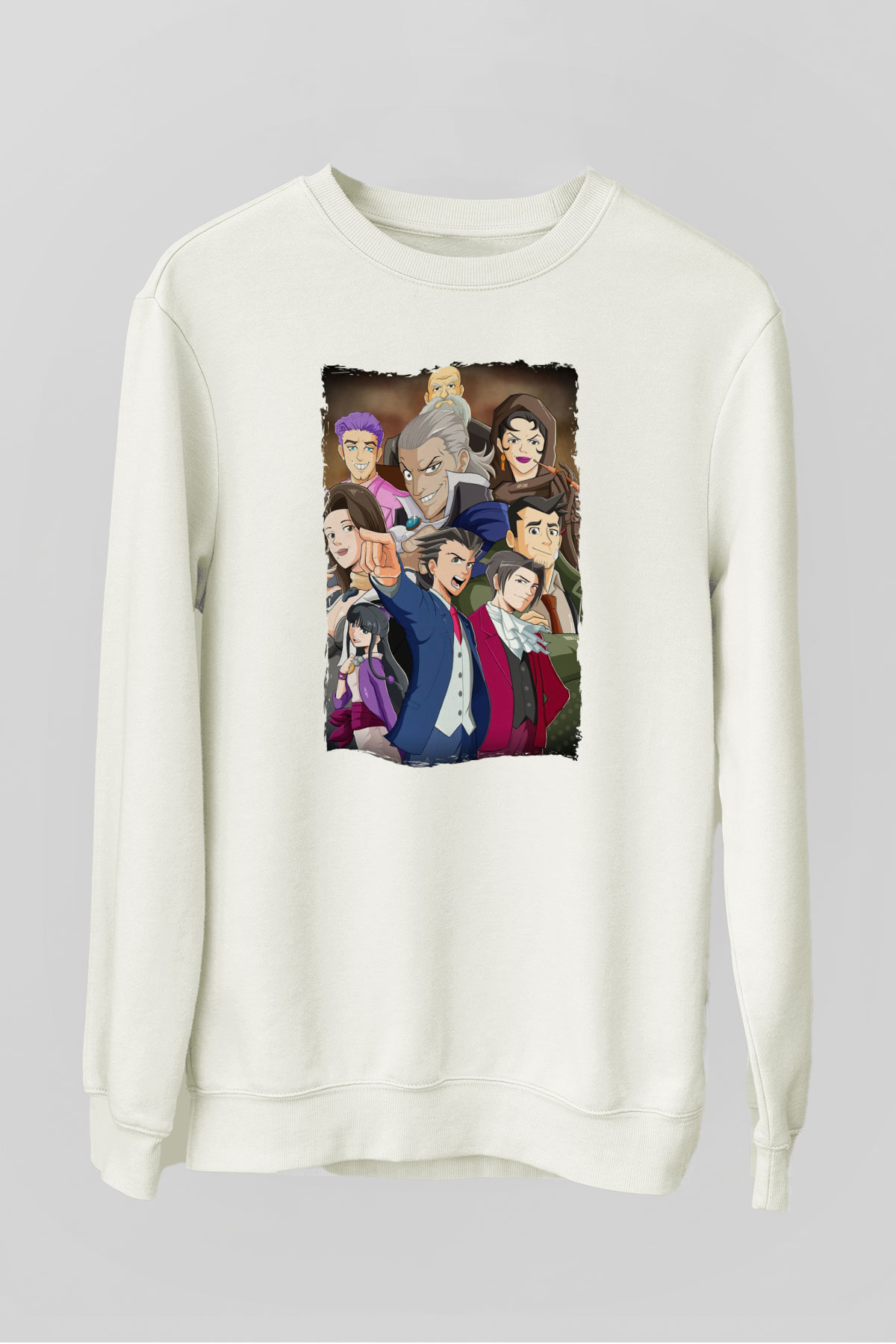 Ace Attorney Beyaz Unisex Sweatshirt