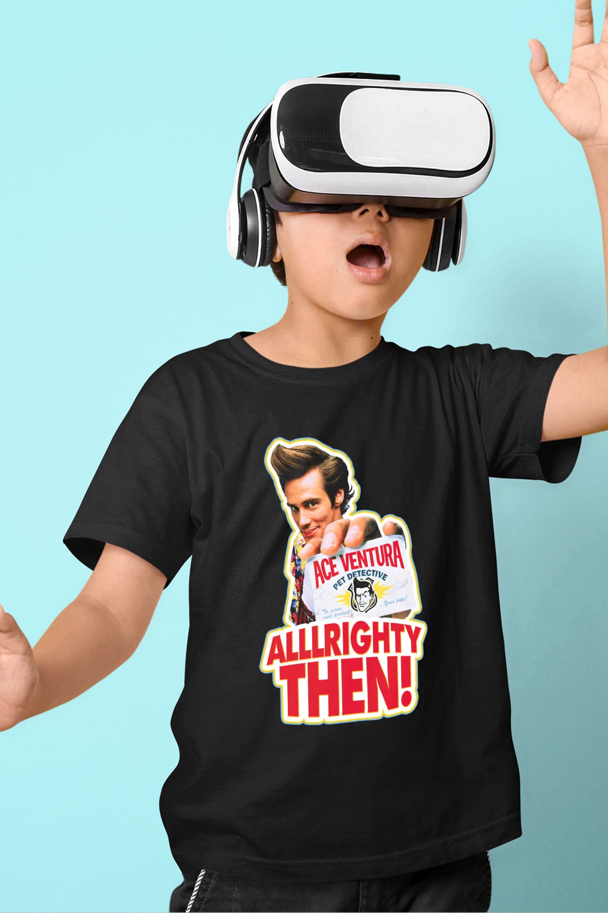 Ace Ventura Baskılı Siyah Unisex Çocuk Tişört