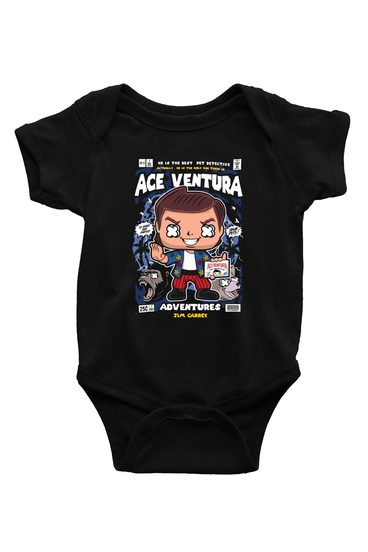 Ace Ventura Baskılı Unisex Siyah Bebek Body - Zıbın
