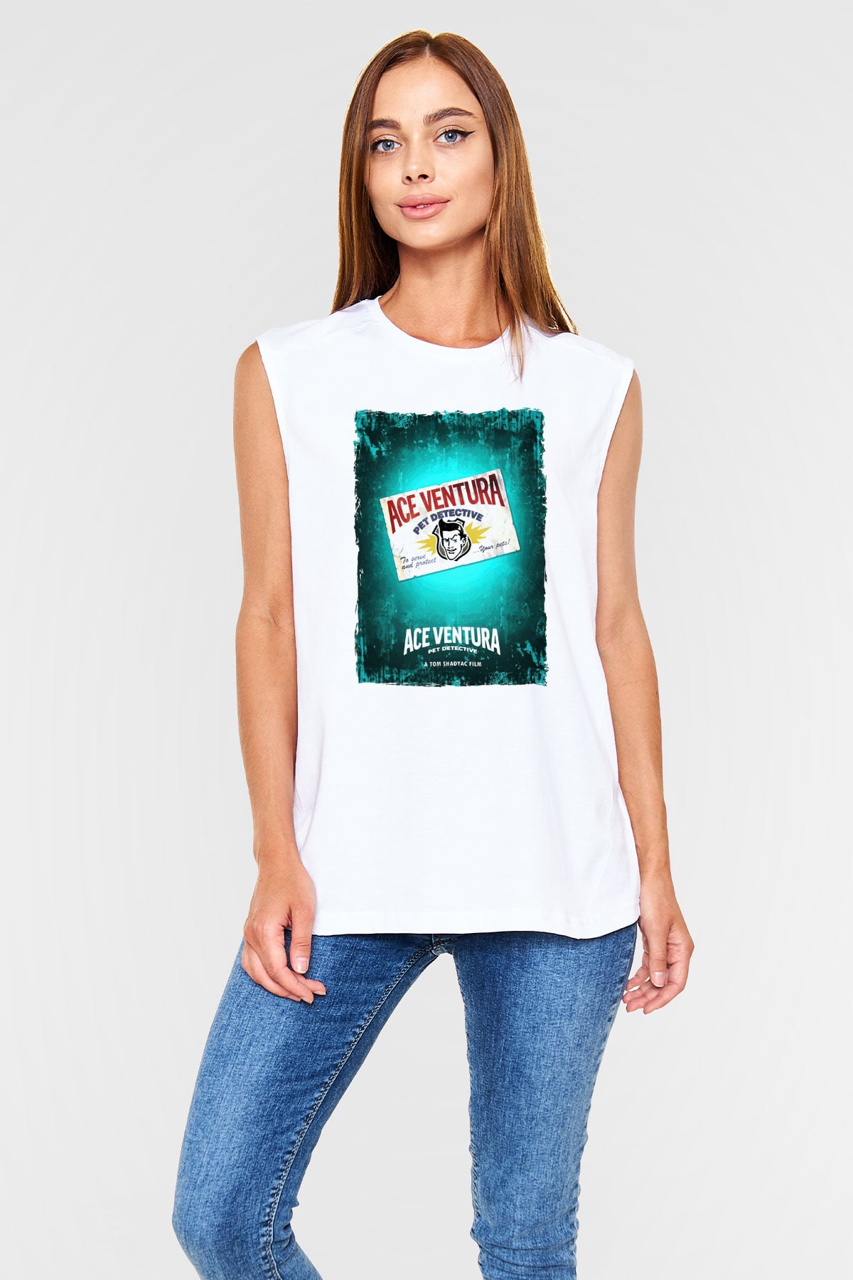 Ace Ventura Beyaz Unisex  Kolsuz Tişört